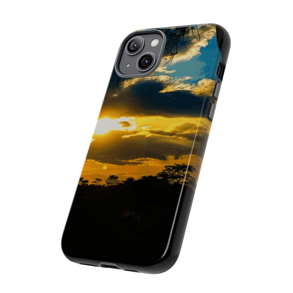 Sunset Sky Tough Phone Case – Durable Protective Phone Cover with Golden Clouds Design