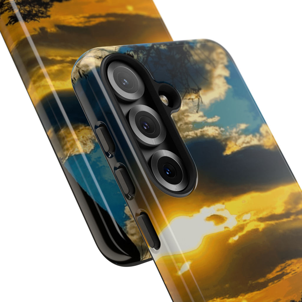 Sunset Sky Tough Phone Case – Durable Protective Phone Cover with Golden Clouds Design