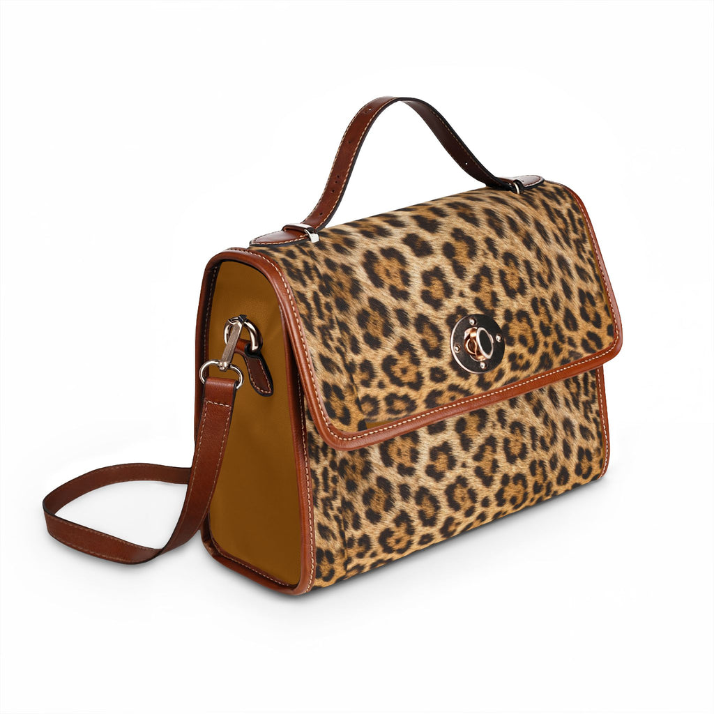 Leopard Accent Waterproof Canvas Bag – Chic Safari Satchel