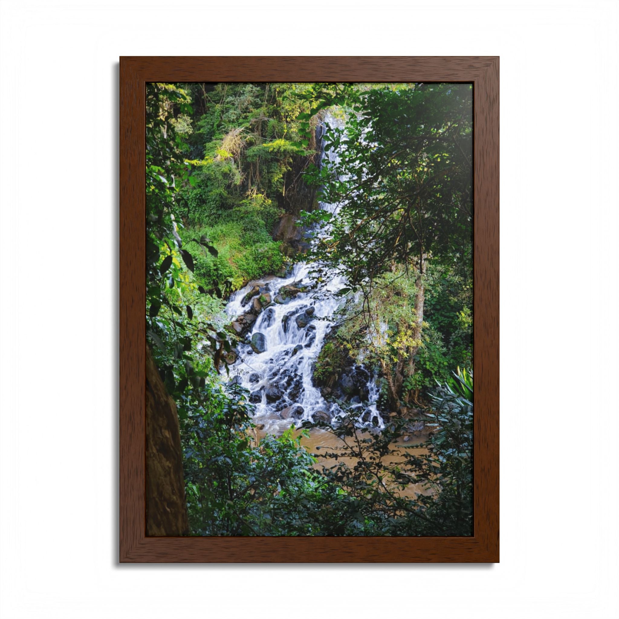 Waterfall Framed Poster — Lush Forest Nature Wall Art