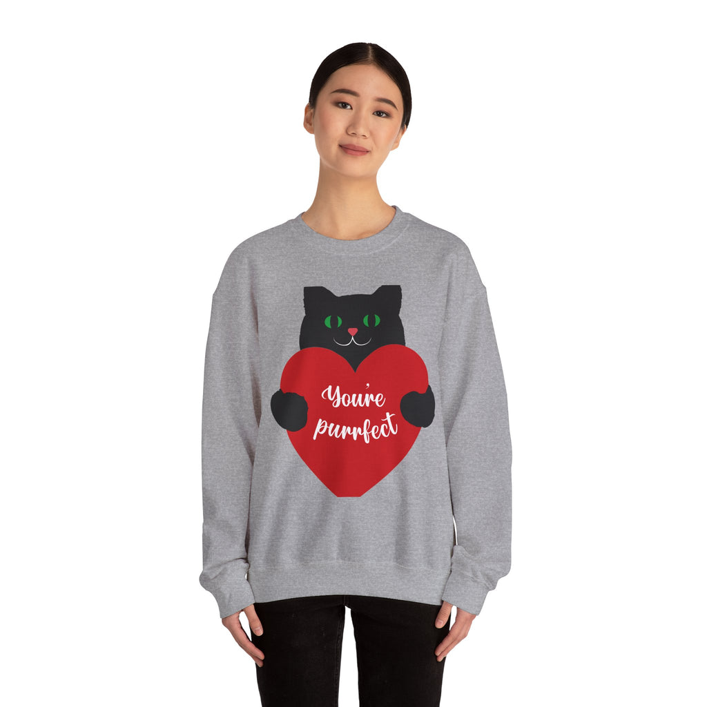 Cat Valentine Sweatshirt - "You're Purrfect" Heart Graphic