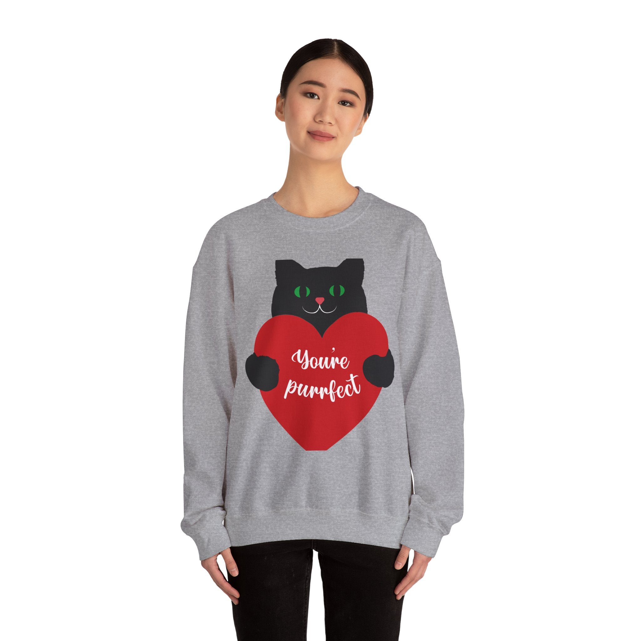 Cat Valentine Sweatshirt - "You're Purrfect" Heart Graphic