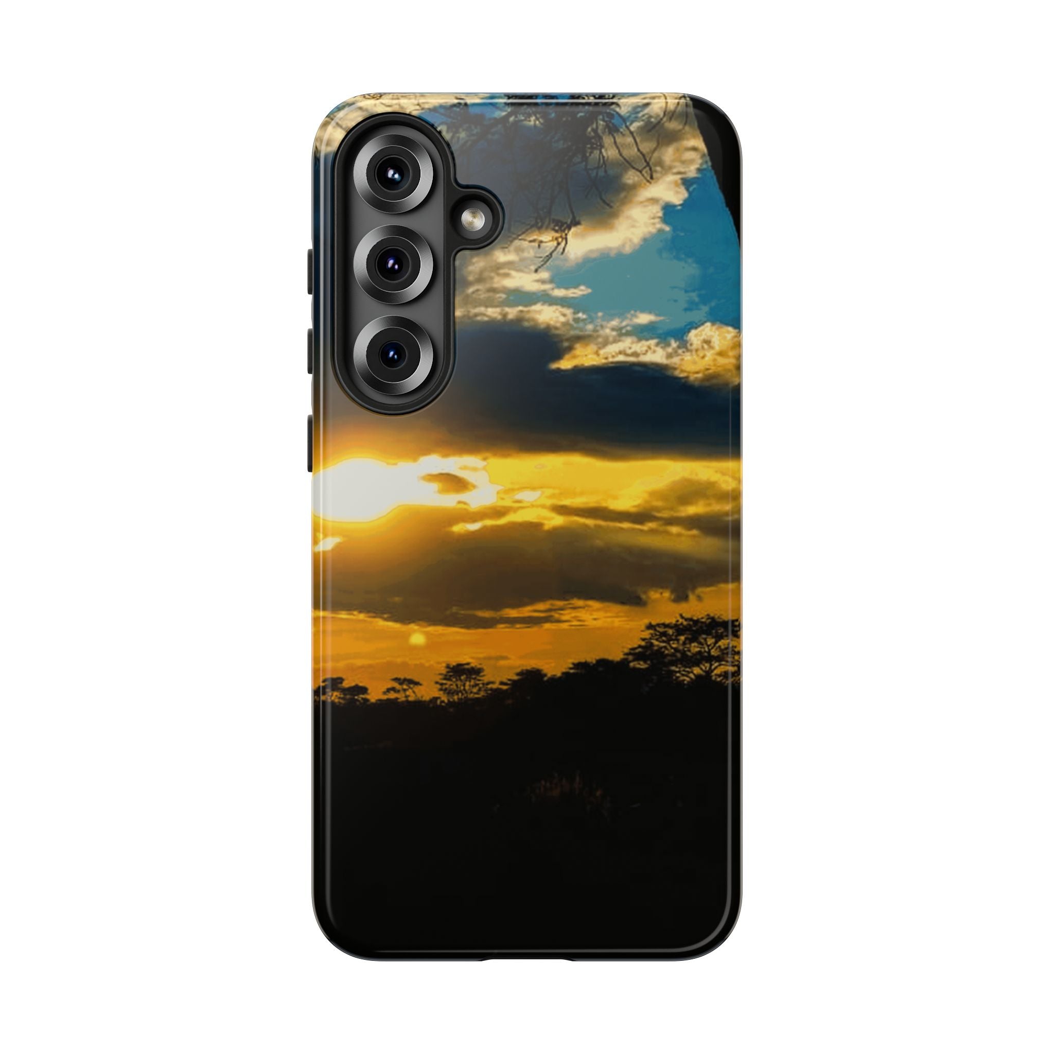 Sunset Sky Tough Phone Case – Durable Protective Phone Cover with Golden Clouds Design