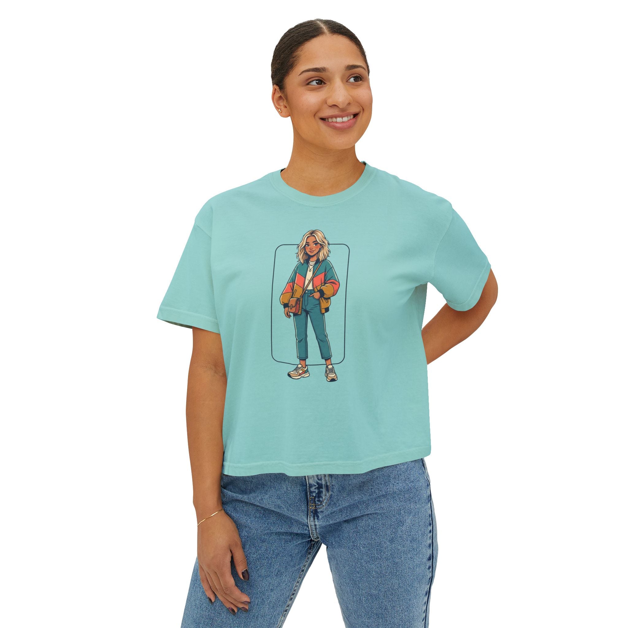 Boxy Tee — Retro Street Style Girl Graphic Shirt