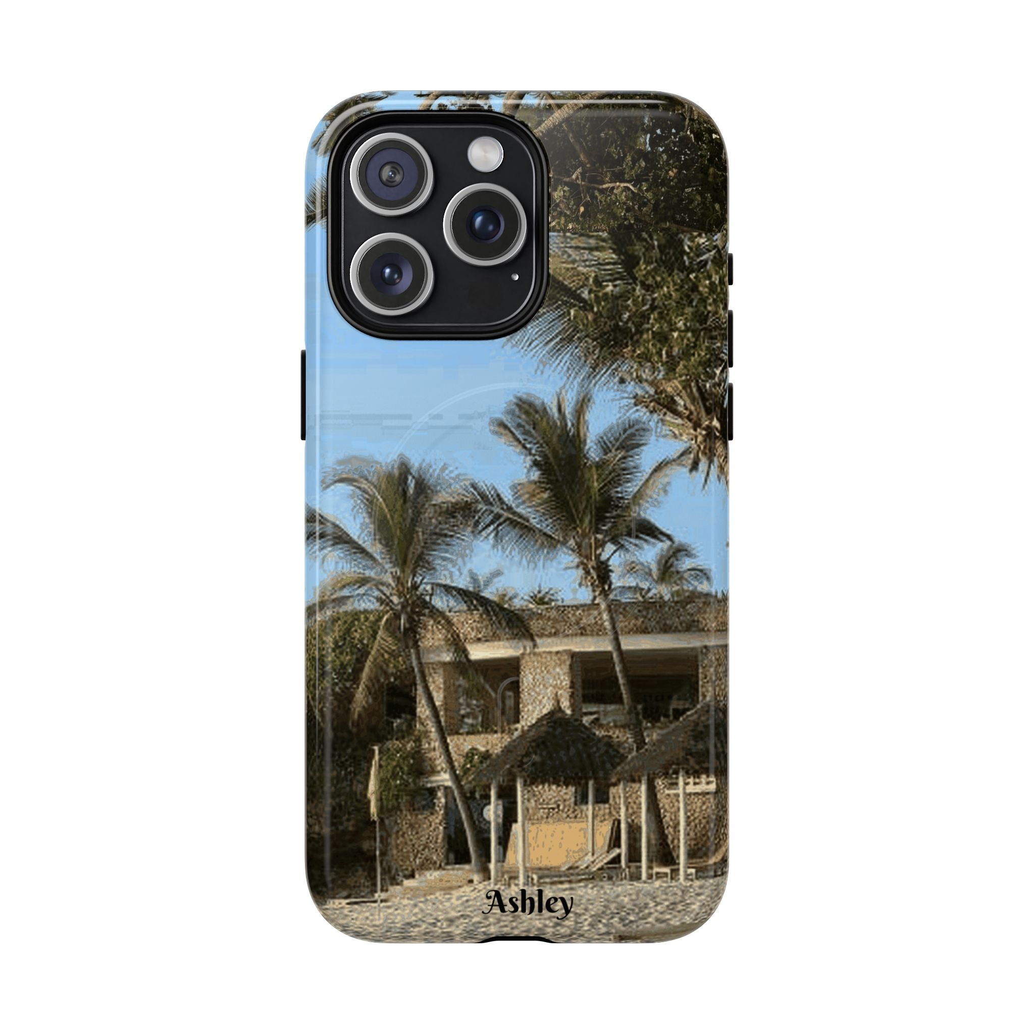 Tropical Palm Beach Magnetic Phone Case — Customizable 'Ashley' Seaside Design