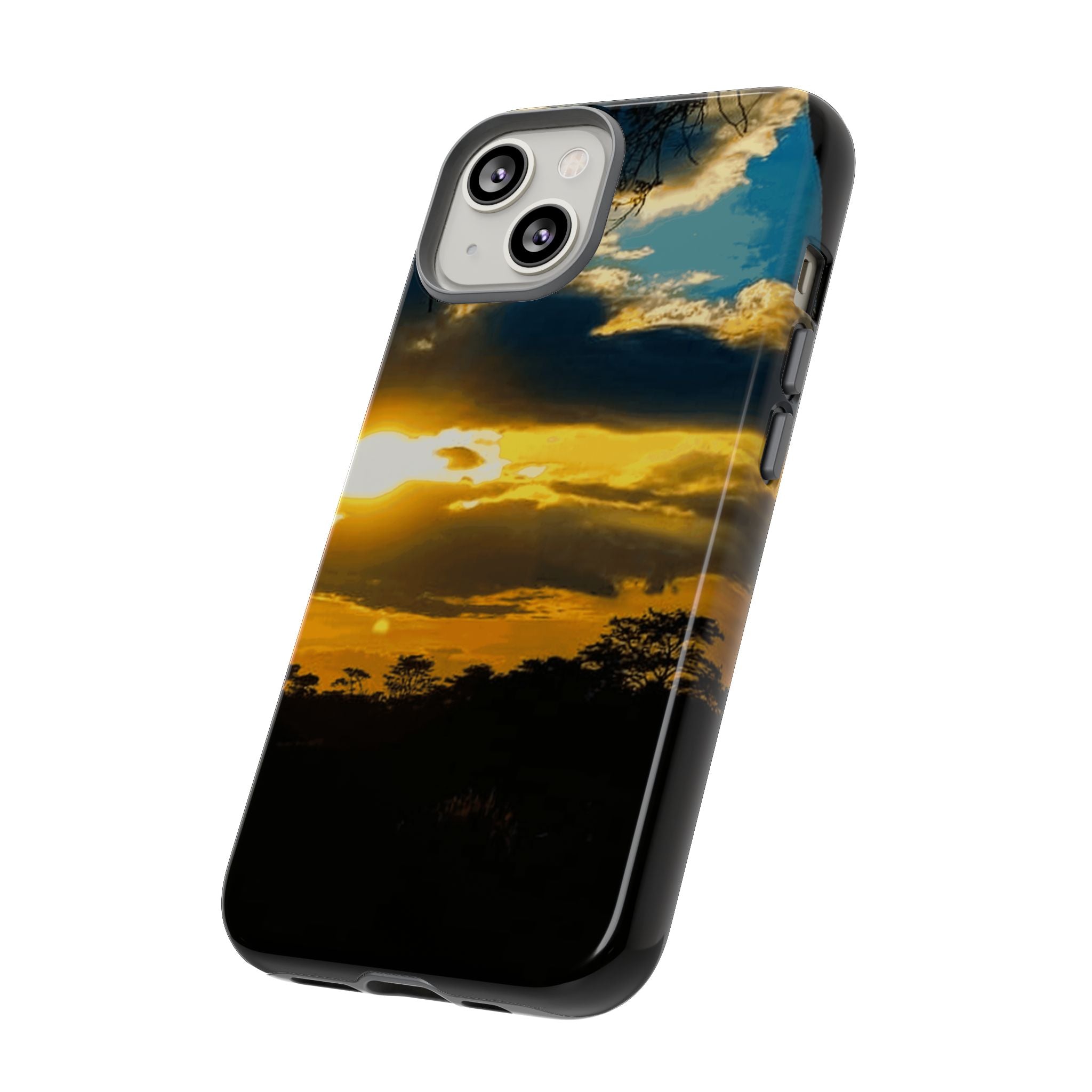 Sunset Sky Tough Phone Case – Durable Protective Phone Cover with Golden Clouds Design