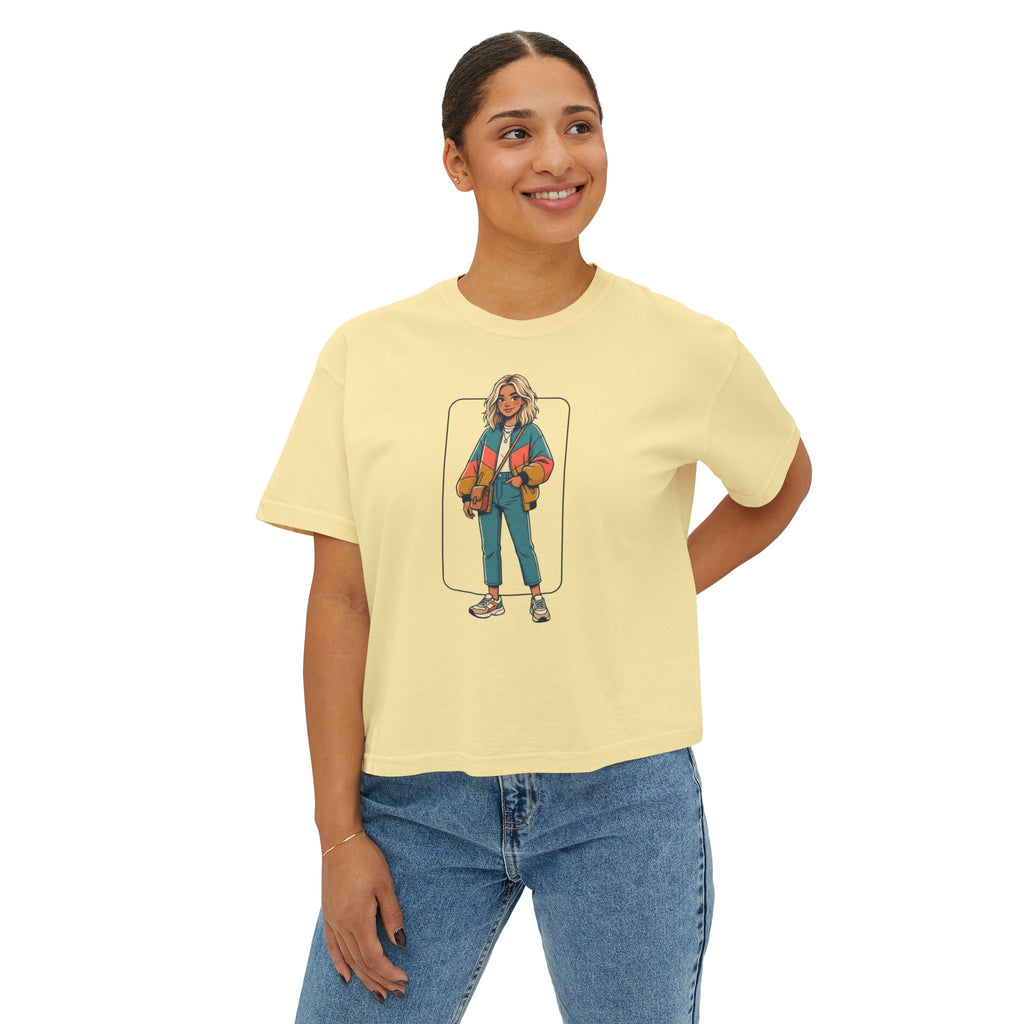 Boxy Tee — Retro Street Style Girl Graphic Shirt