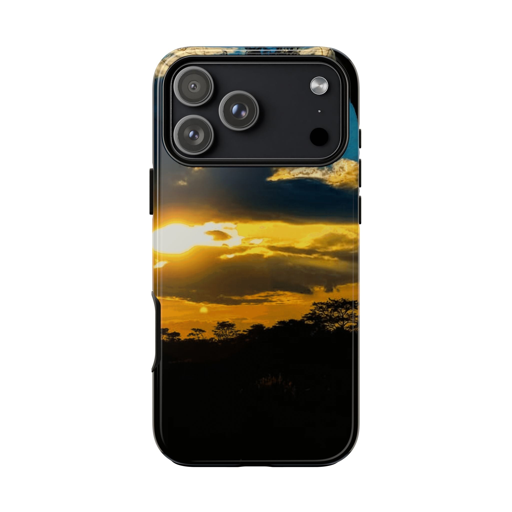 Sunset Sky Tough Phone Case – Durable Protective Phone Cover with Golden Clouds Design