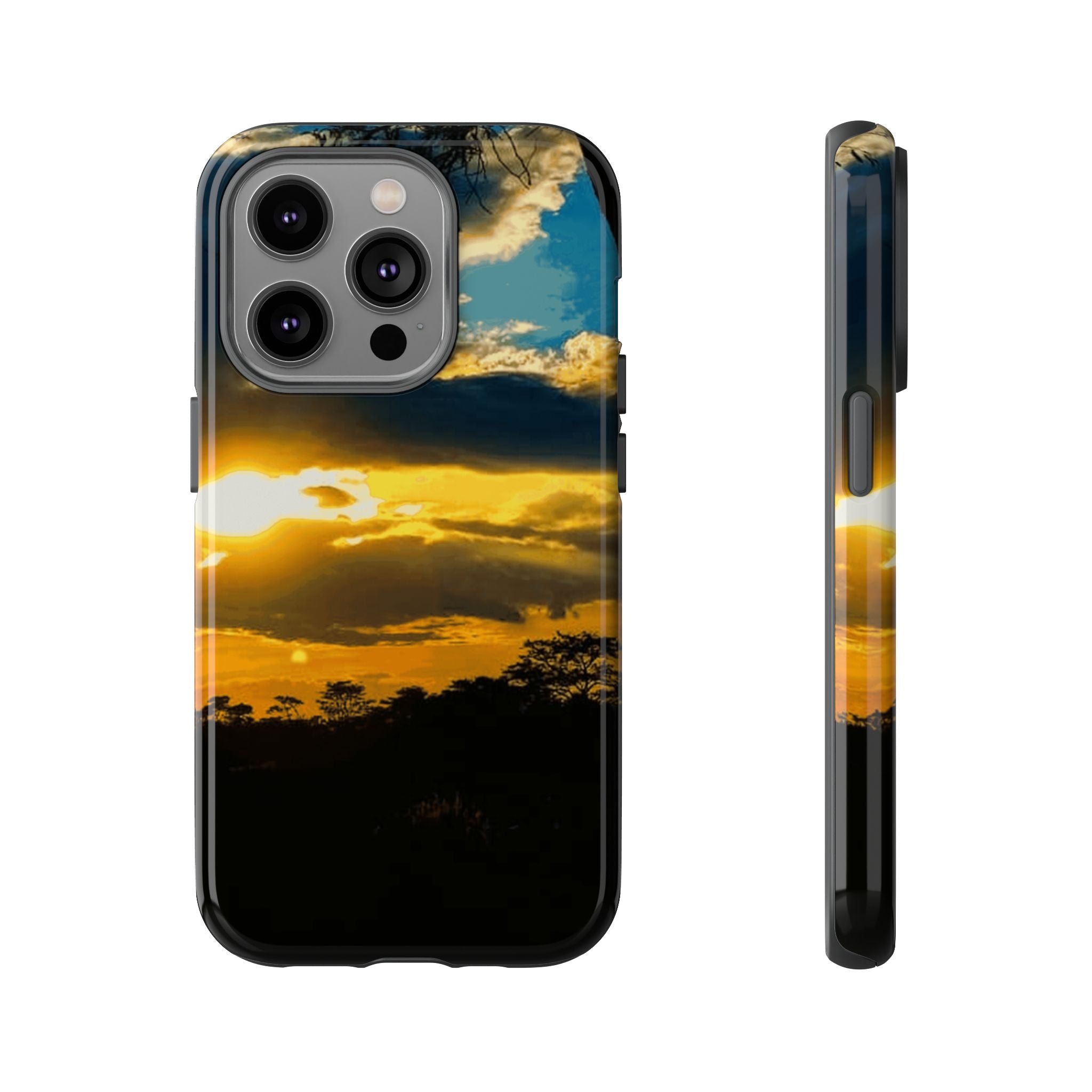 Sunset Sky Tough Phone Case – Durable Protective Phone Cover with Golden Clouds Design