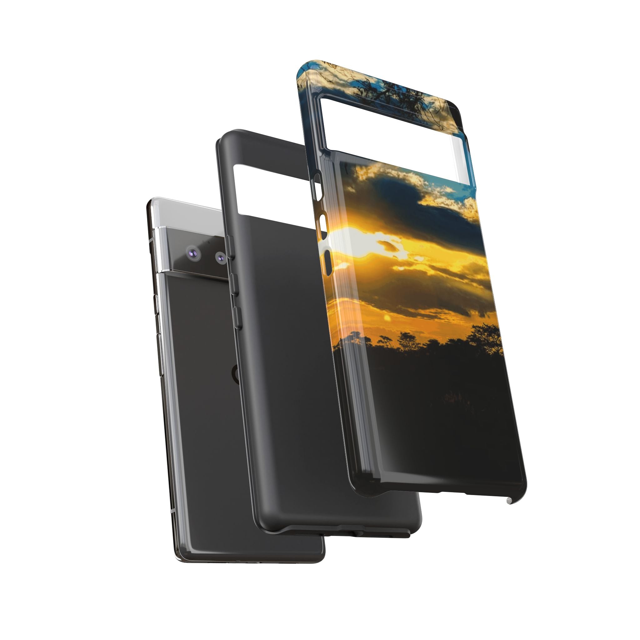 Sunset Sky Tough Phone Case – Durable Protective Phone Cover with Golden Clouds Design