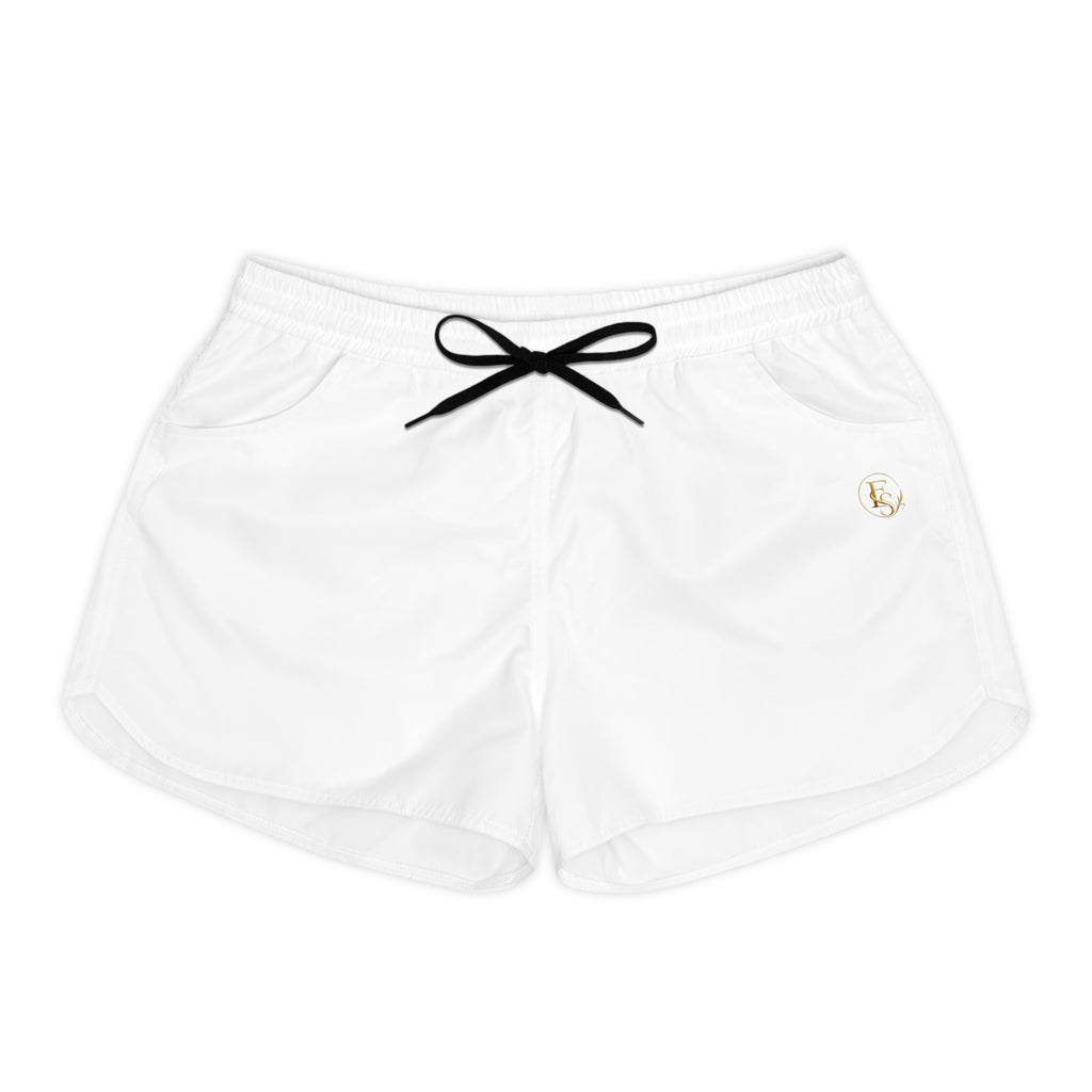Women's Casual Shorts — White Everyday Lounge Shorts with Drawstring