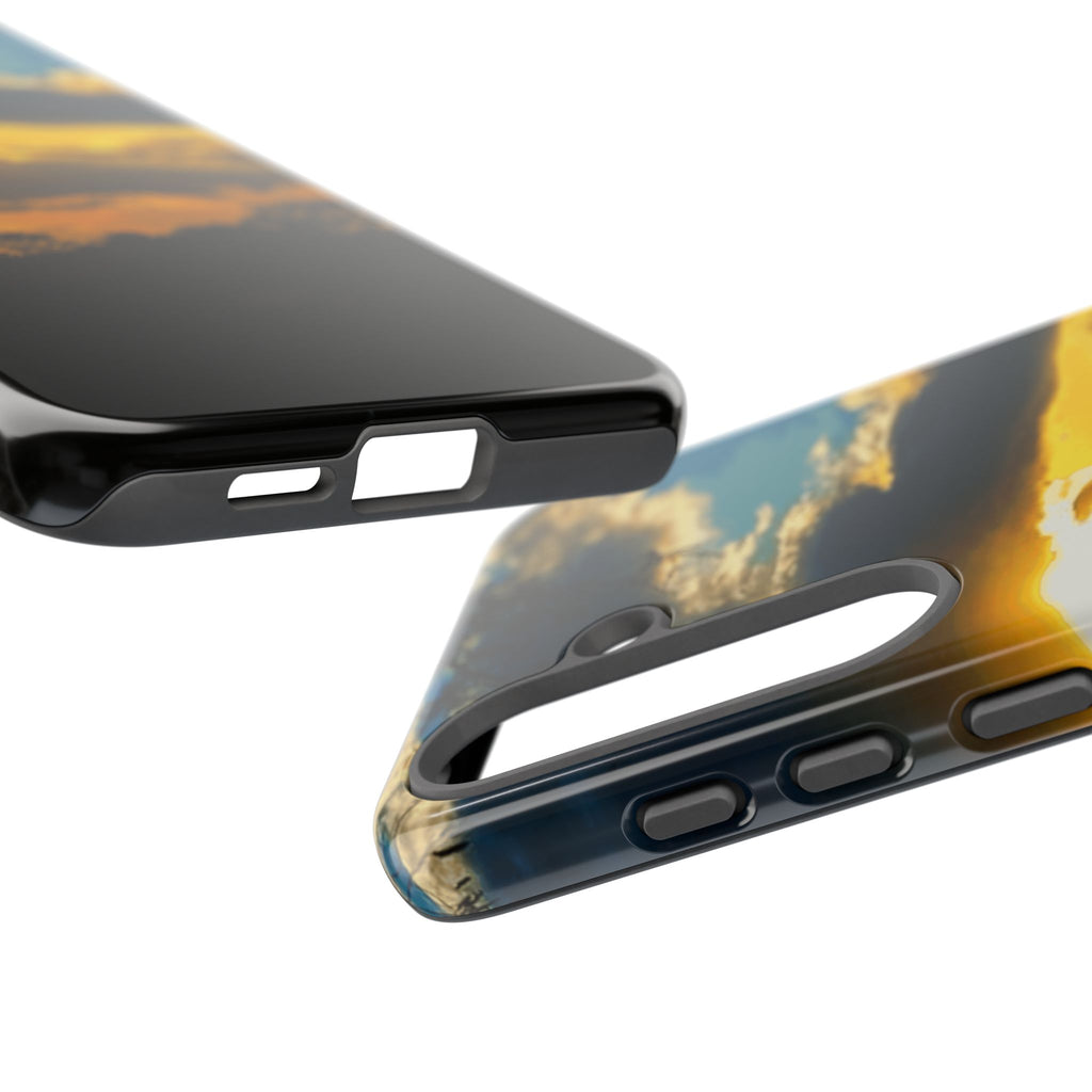 Sunset Sky Tough Phone Case – Durable Protective Phone Cover with Golden Clouds Design