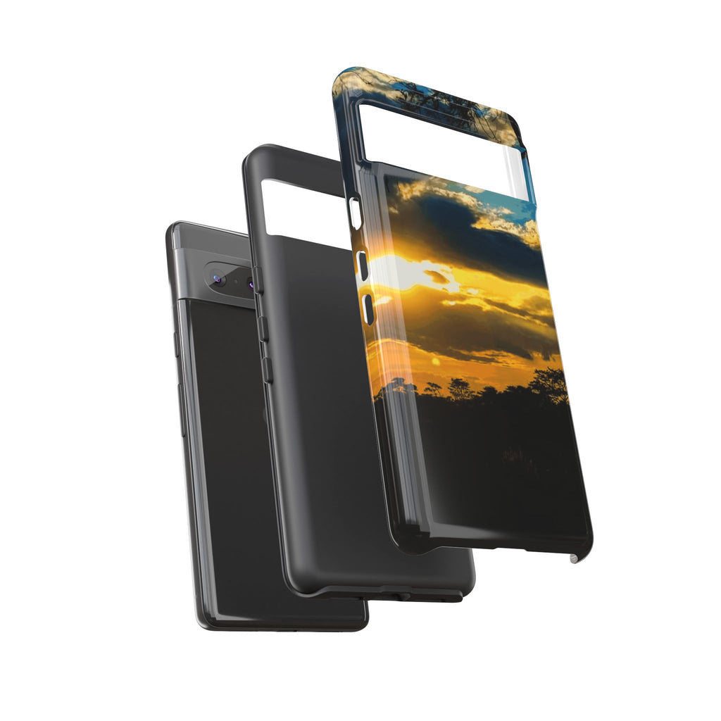 Sunset Sky Tough Phone Case – Durable Protective Phone Cover with Golden Clouds Design