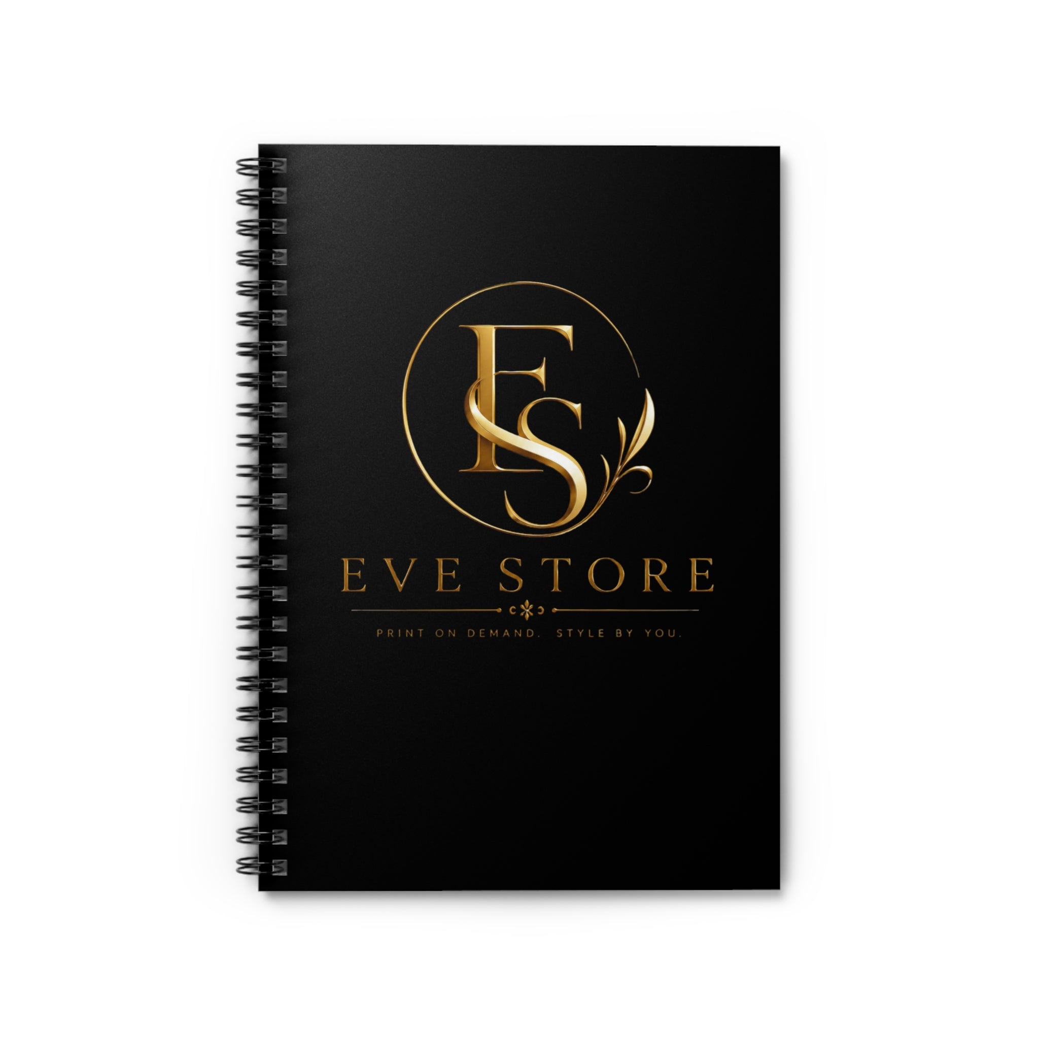 Elegant Gold Monogram Spiral Notebook — 'Eve Store' Ruled Journal