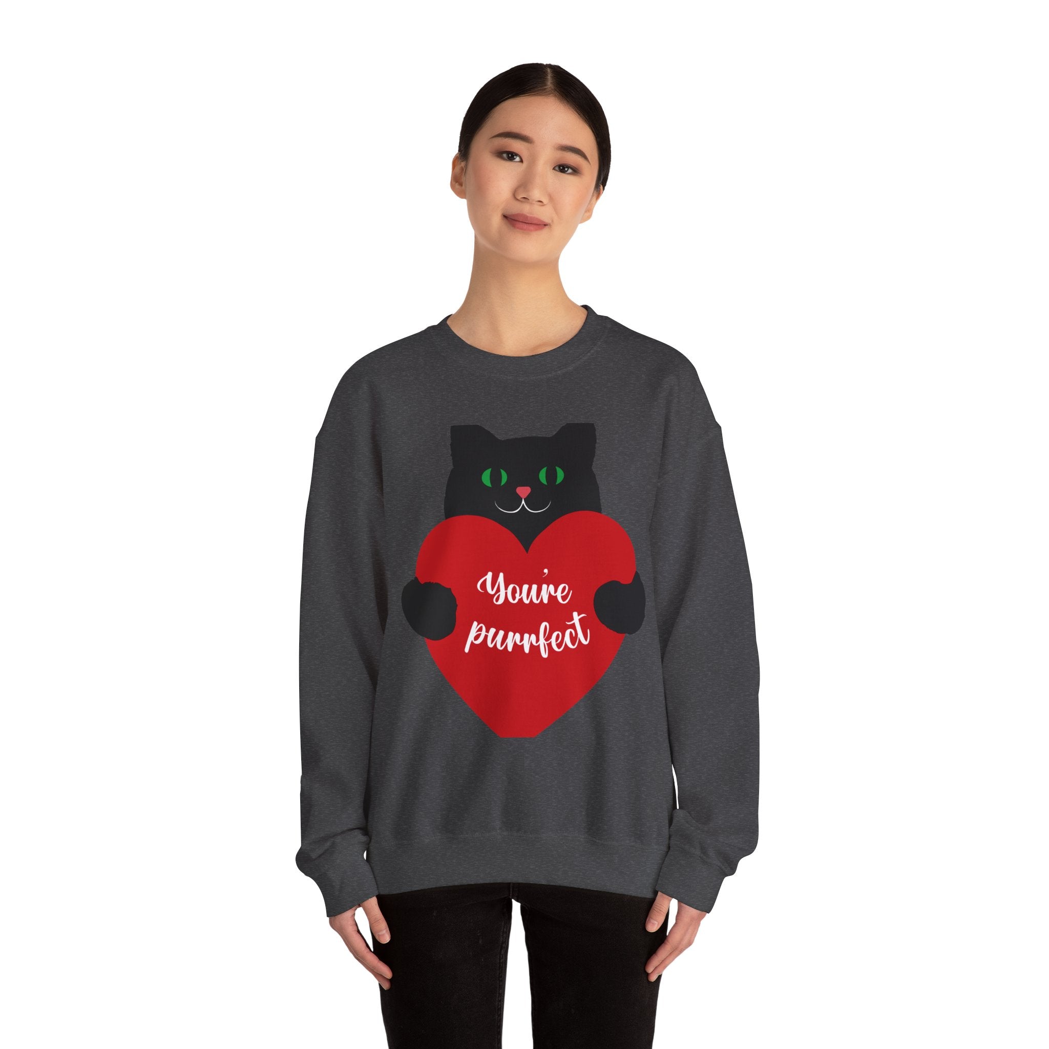 Cat Valentine Sweatshirt - "You're Purrfect" Heart Graphic
