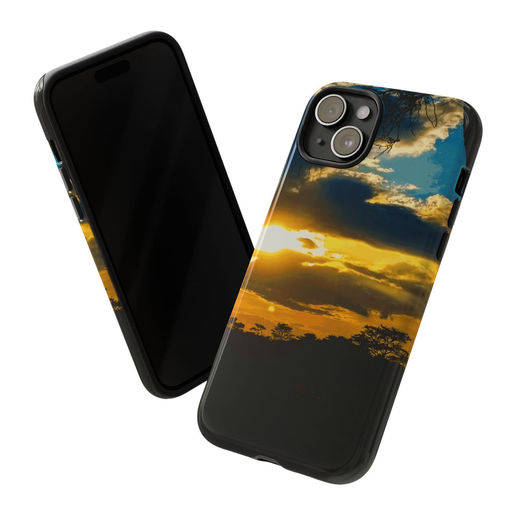 Sunset Sky Tough Phone Case – Durable Protective Phone Cover with Golden Clouds Design