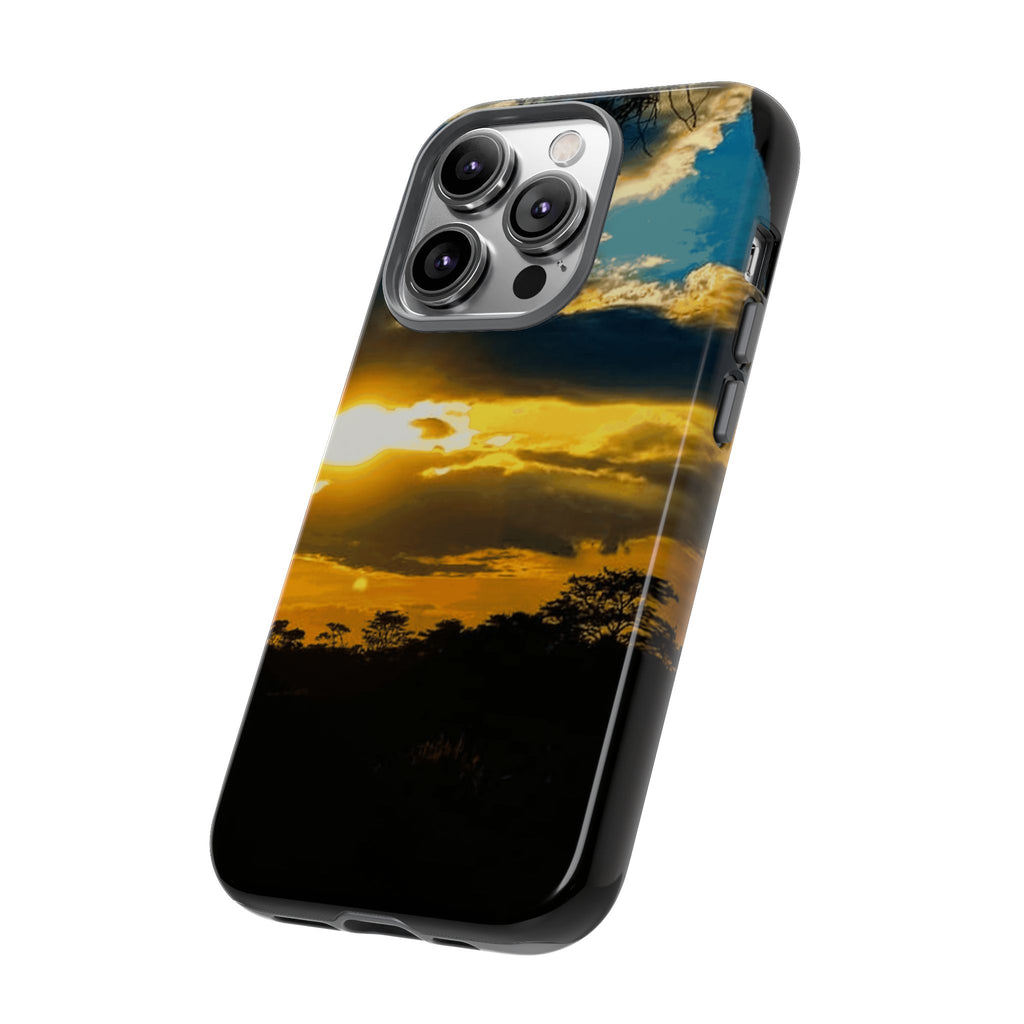 Sunset Sky Tough Phone Case – Durable Protective Phone Cover with Golden Clouds Design