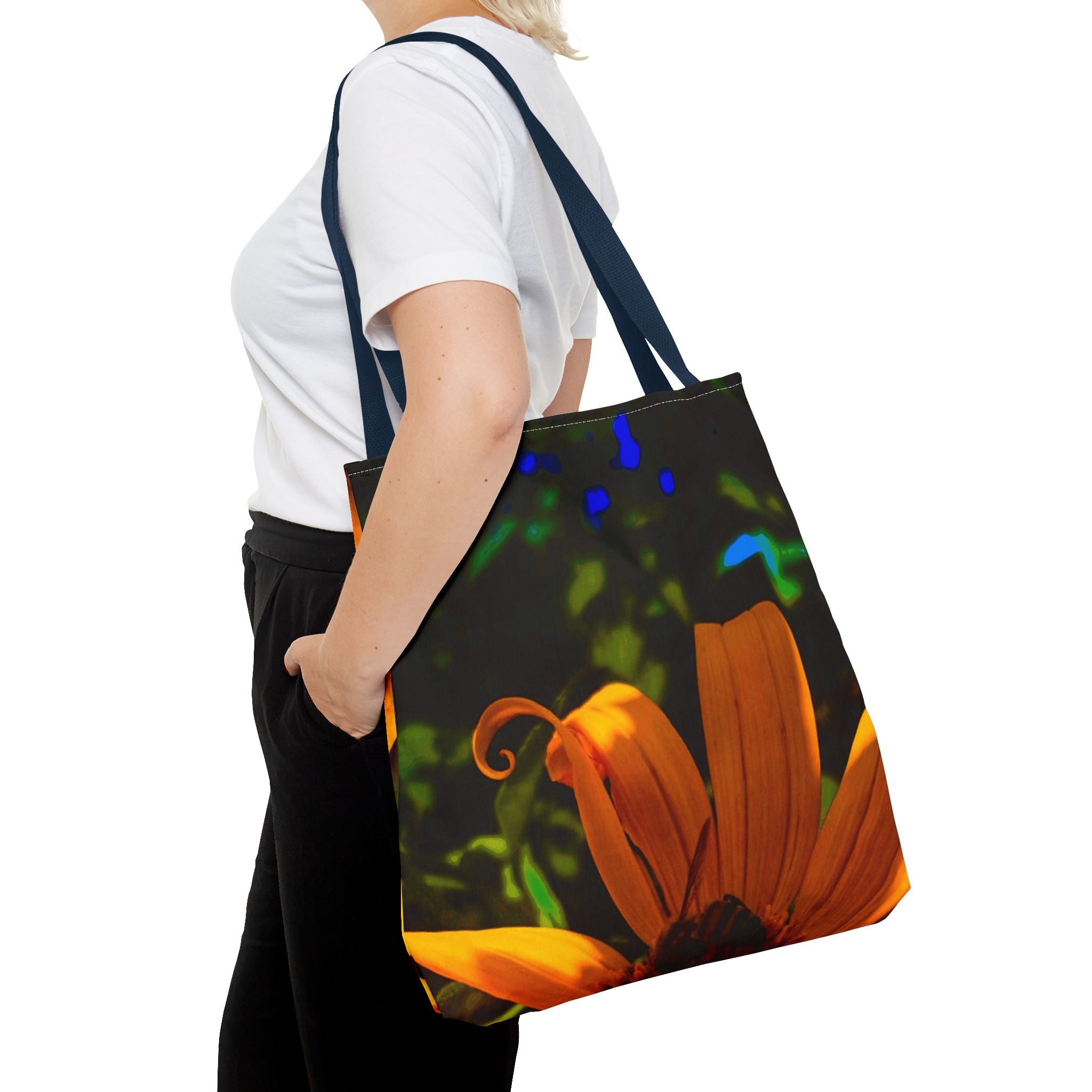 Floral Sunset Tote Bag — Vibrant Orange Daisy All-Over Print