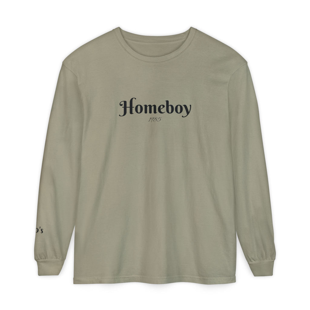 Homeboy Long Sleeve Tee — Vintage Script Logo White Shirt