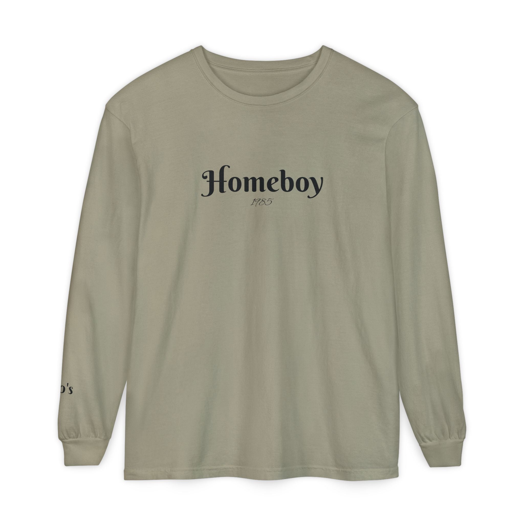Homeboy Long Sleeve Tee — Vintage Script Logo White Shirt