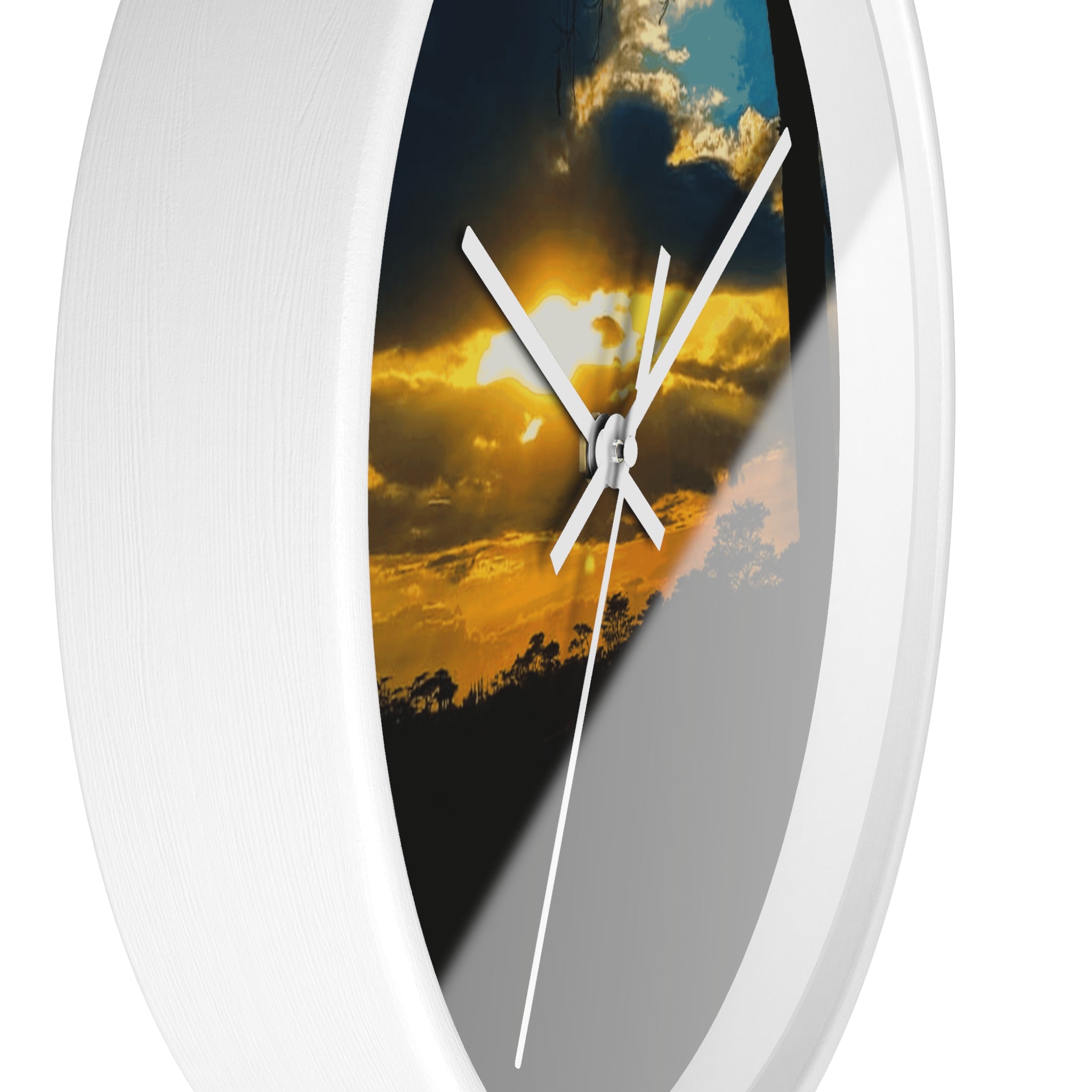 Sunset Silhouette Wall Clock — Golden Sky Decorative Clock