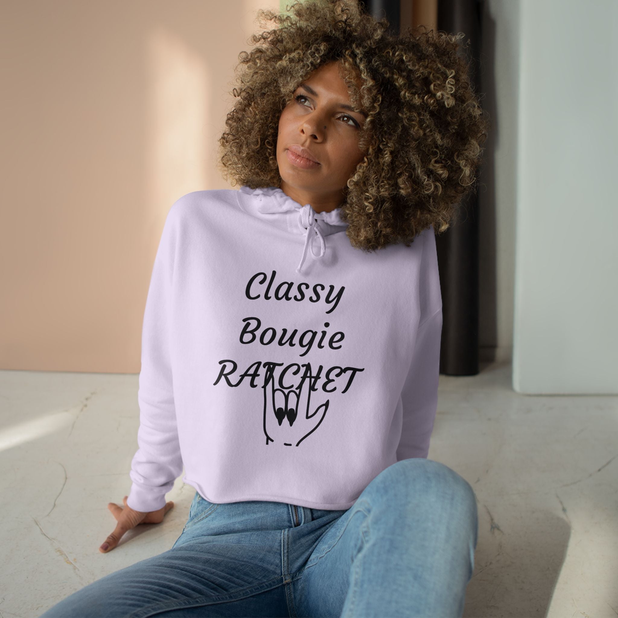 Classy Bougie Ratchet Crop Hoodie —  Feminine Cropped Sweatshirt