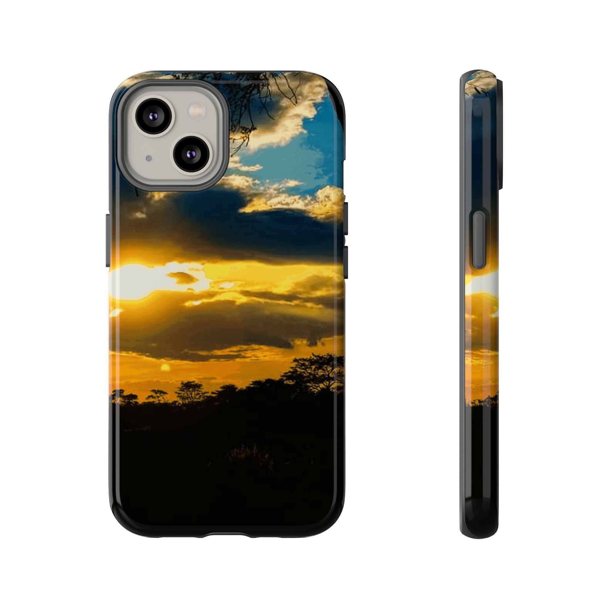 Sunset Sky Tough Phone Case – Durable Protective Phone Cover with Golden Clouds Design