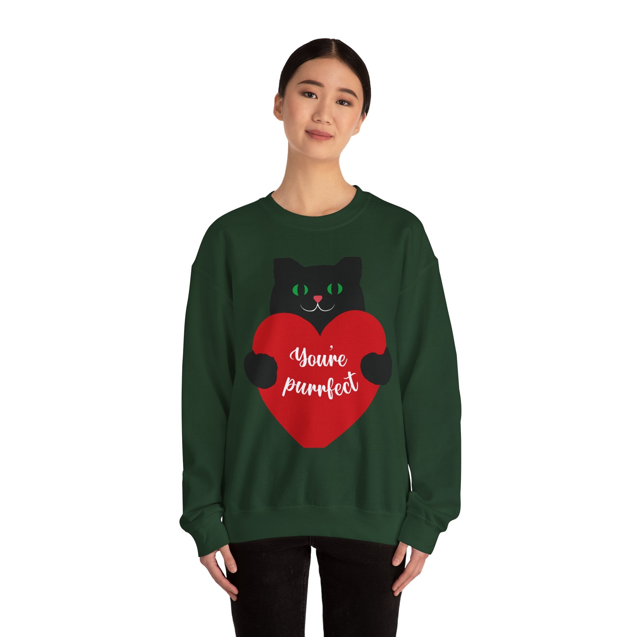 Cat Valentine Sweatshirt - "You're Purrfect" Heart Graphic