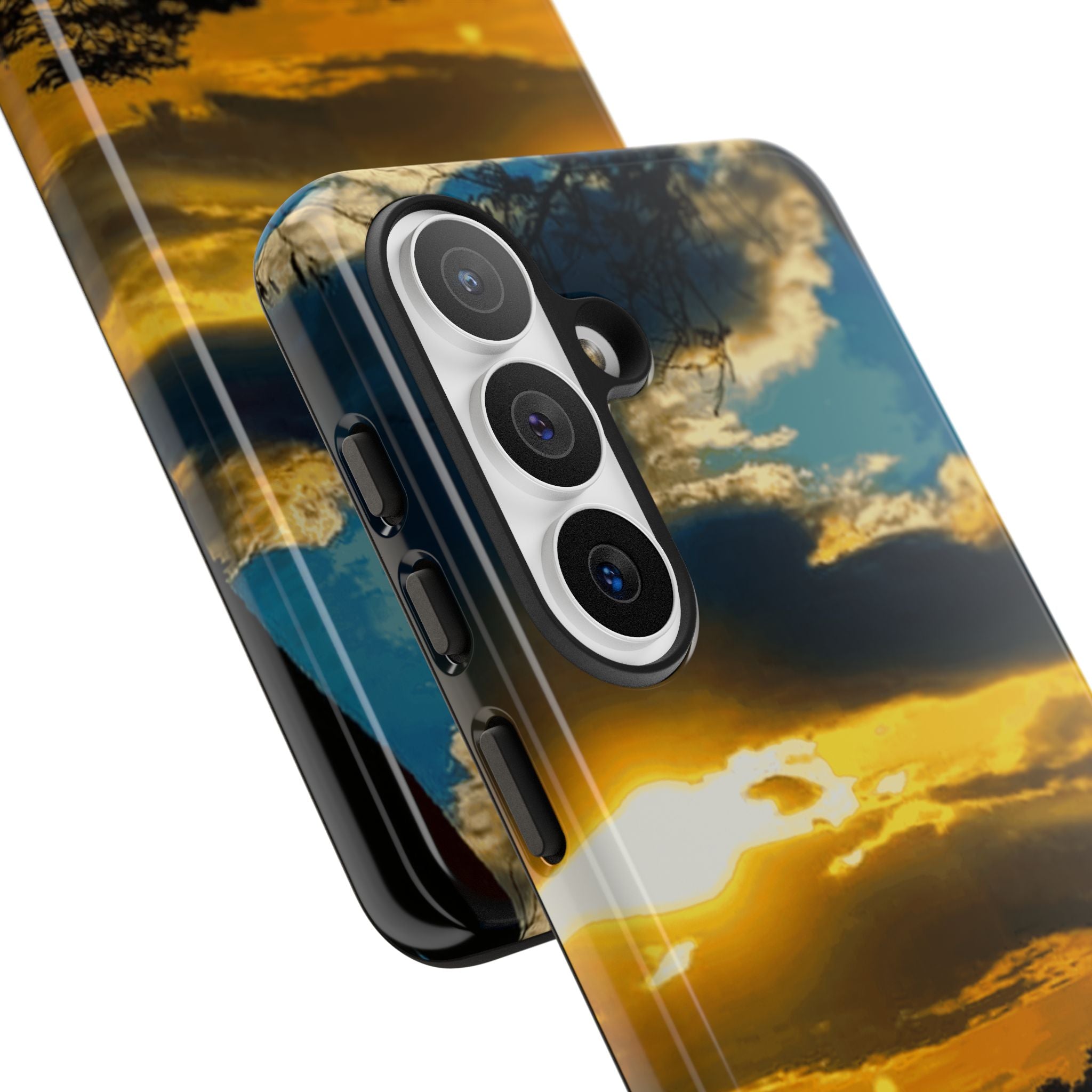 Sunset Sky Tough Phone Case – Durable Protective Phone Cover with Golden Clouds Design