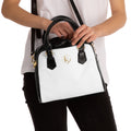 Classic Two-Tone Shoulder Handbag — Elegant White & Black Satchel