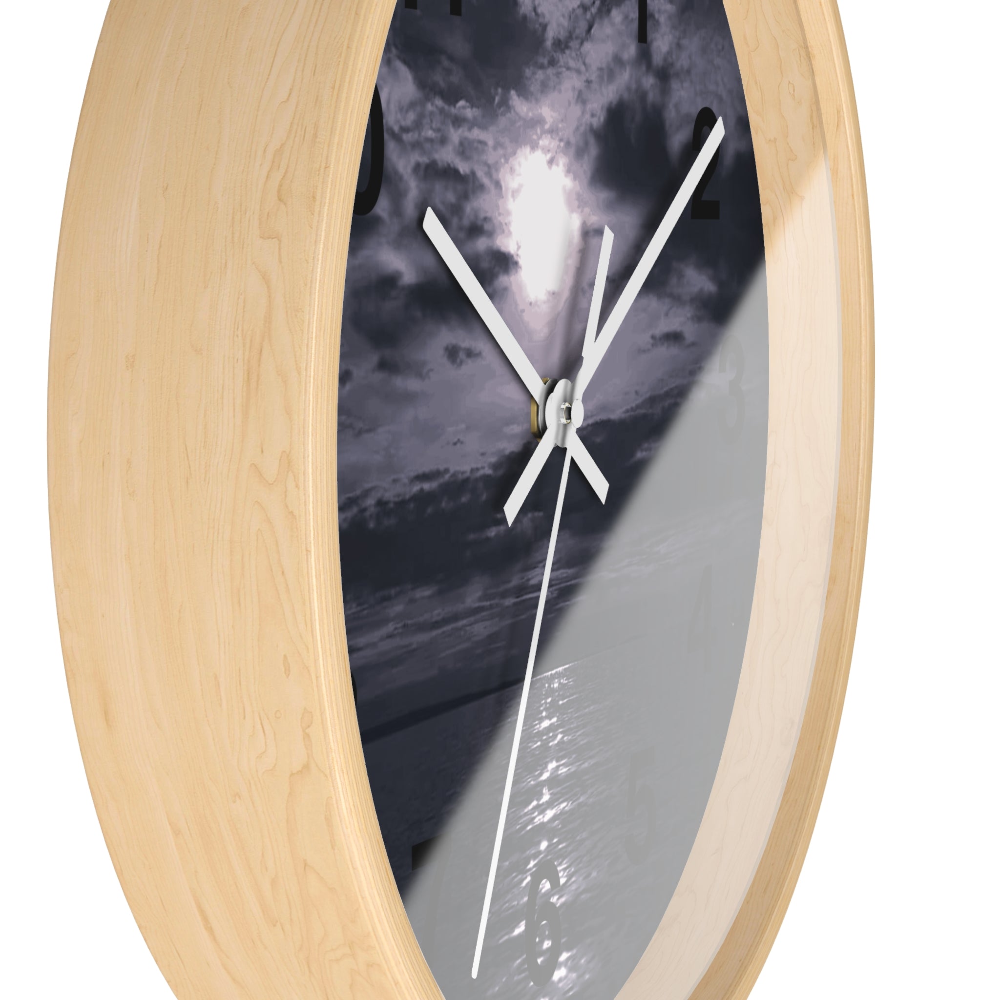 Moonlit Ocean Wall Clock — Moody Nautical Nightscape Clock