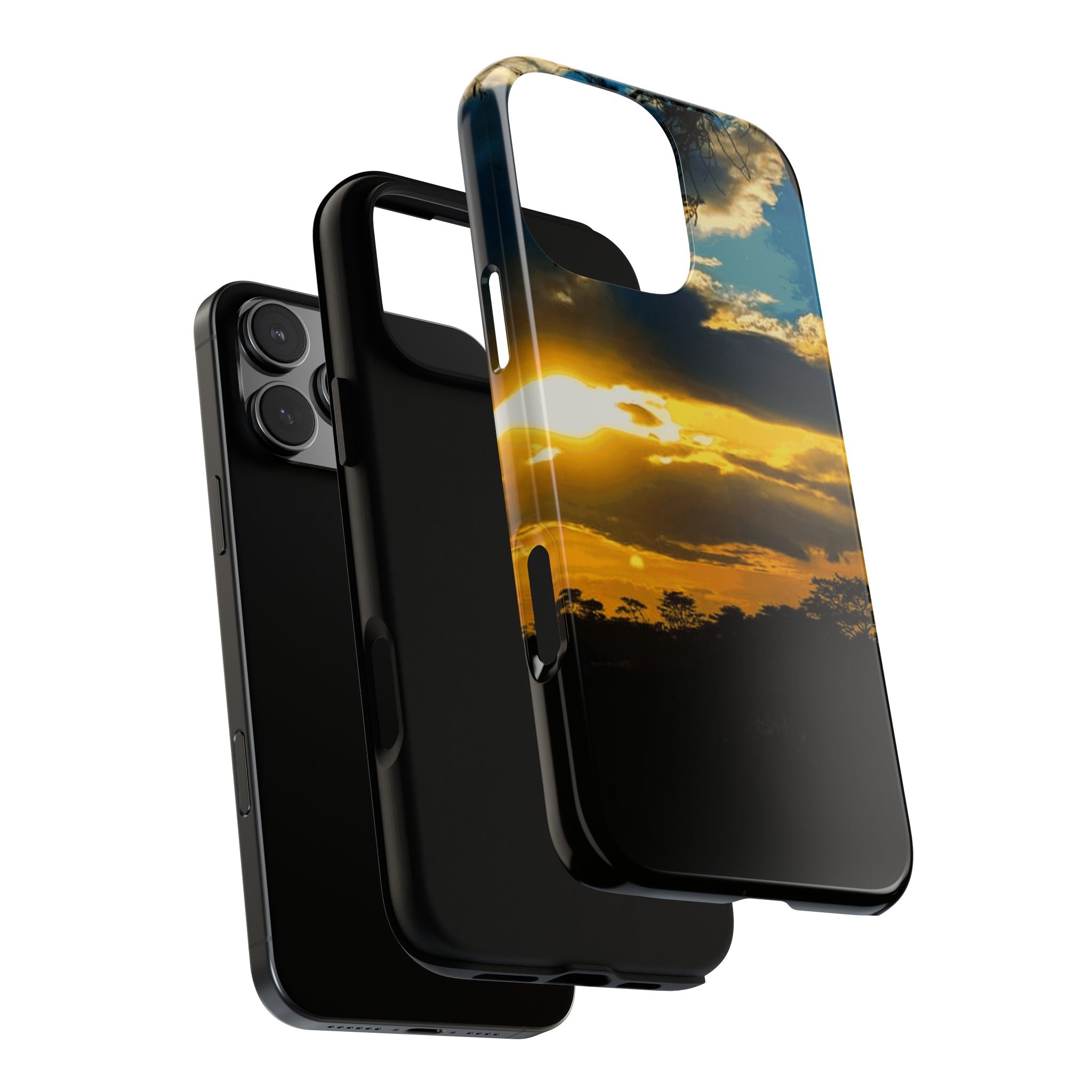 Sunset Sky Tough Phone Case – Durable Protective Phone Cover with Golden Clouds Design