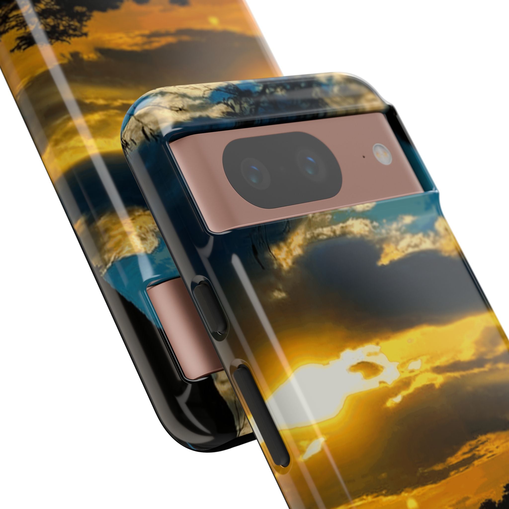 Sunset Sky Tough Phone Case – Durable Protective Phone Cover with Golden Clouds Design