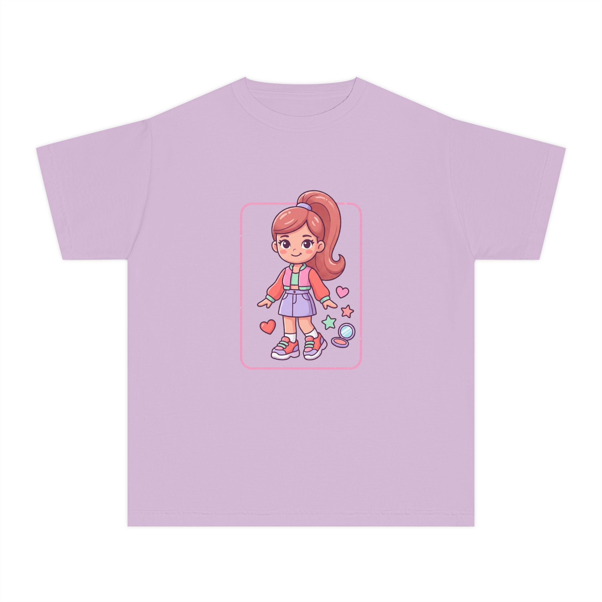 Cute Gamer Girl Youth Tee — Kawaii Cartoon Character Shirt for Kids