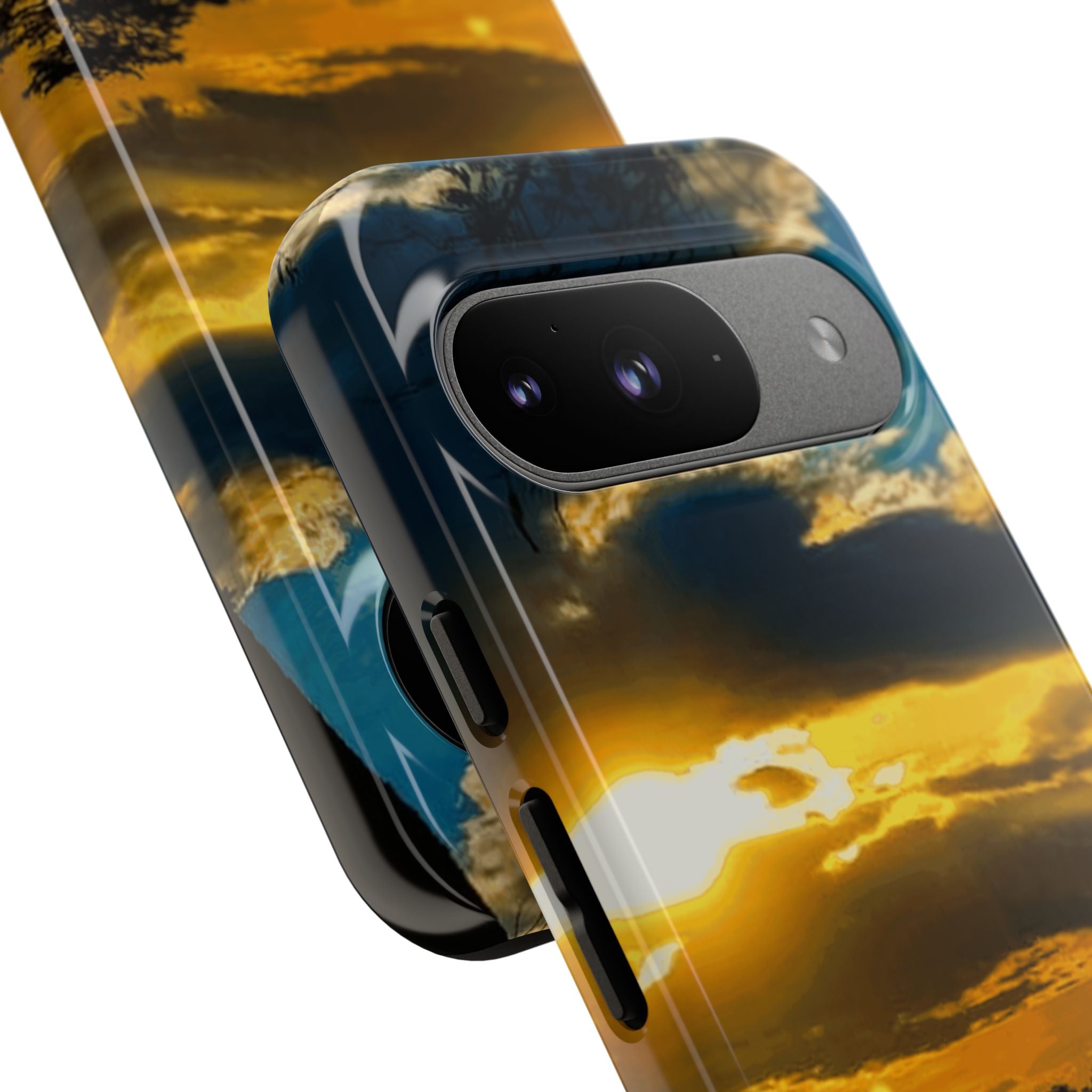 Sunset Sky Tough Phone Case – Durable Protective Phone Cover with Golden Clouds Design