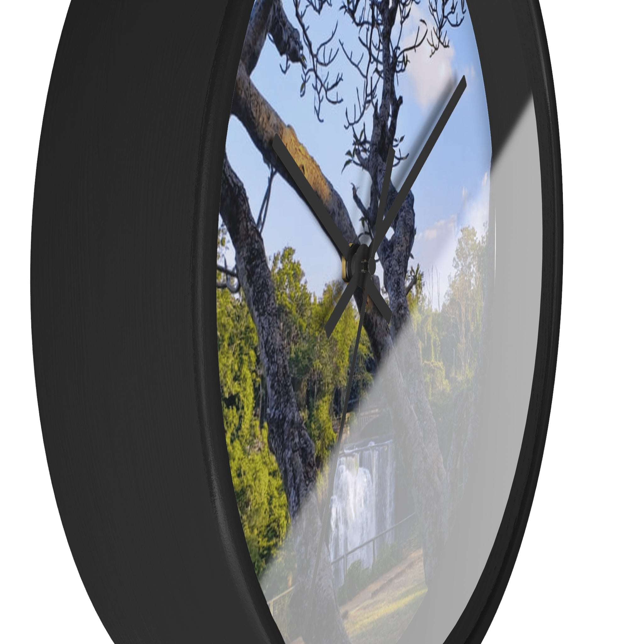 Waterfall Landscape Wall Clock — Scenic Tree View Clock for Home Decor