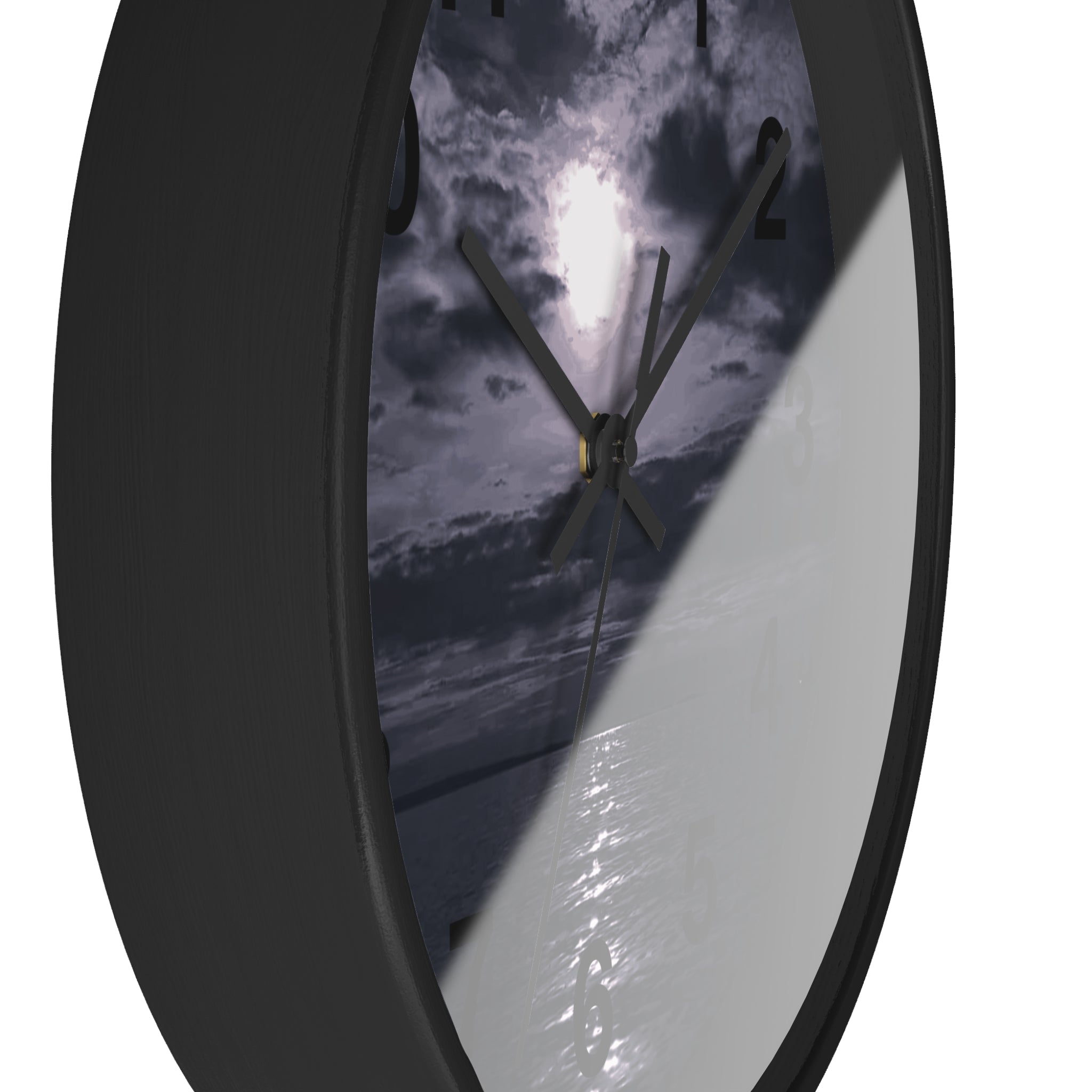 Moonlit Ocean Wall Clock — Moody Nautical Nightscape Clock
