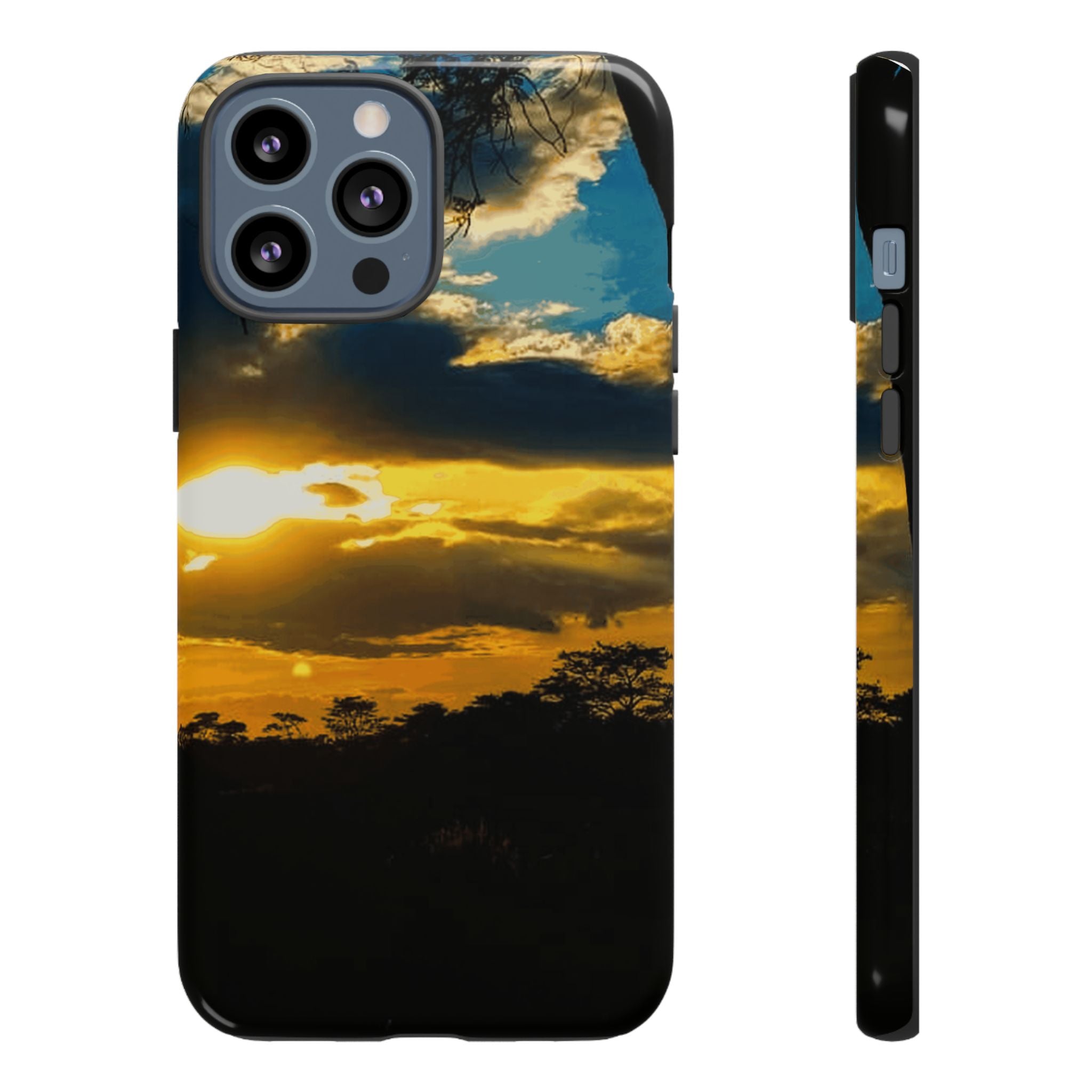 Sunset Sky Tough Phone Case – Durable Protective Phone Cover with Golden Clouds Design