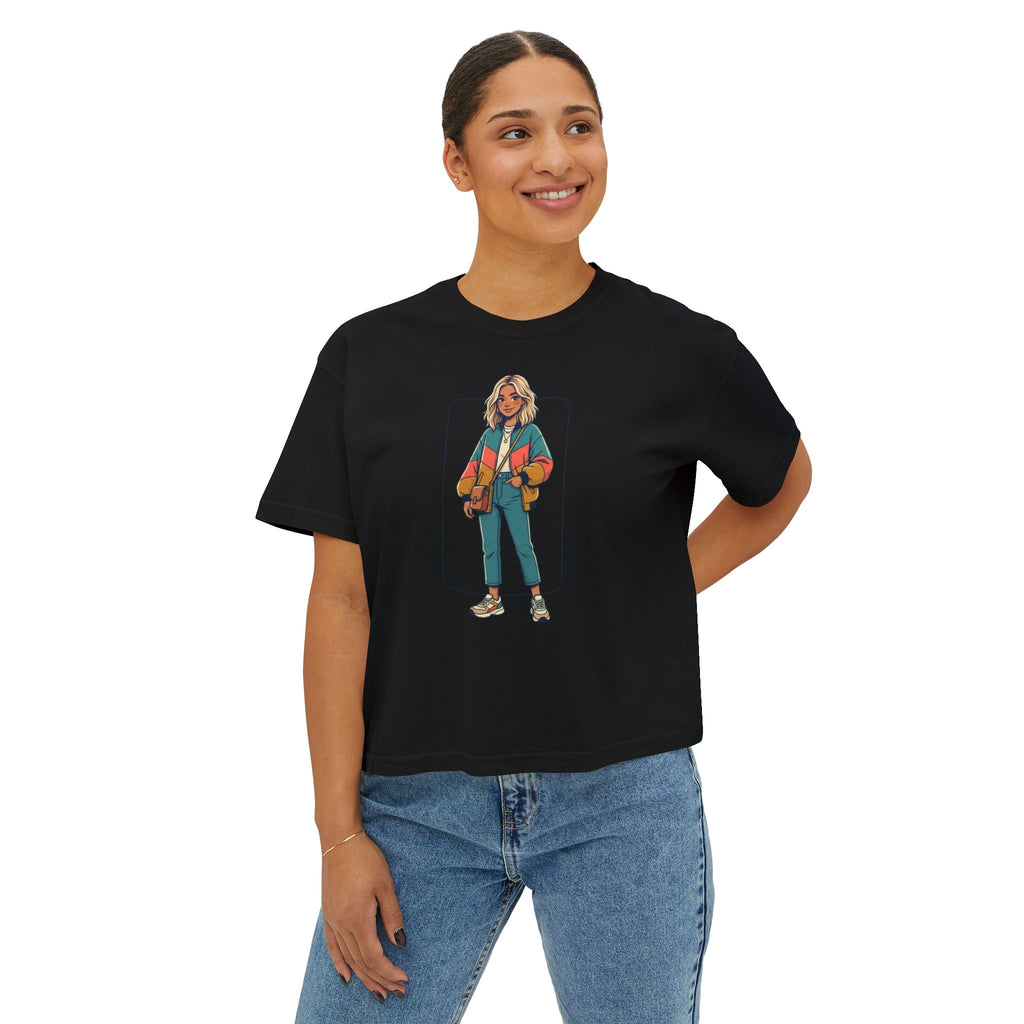 Boxy Tee — Retro Street Style Girl Graphic Shirt