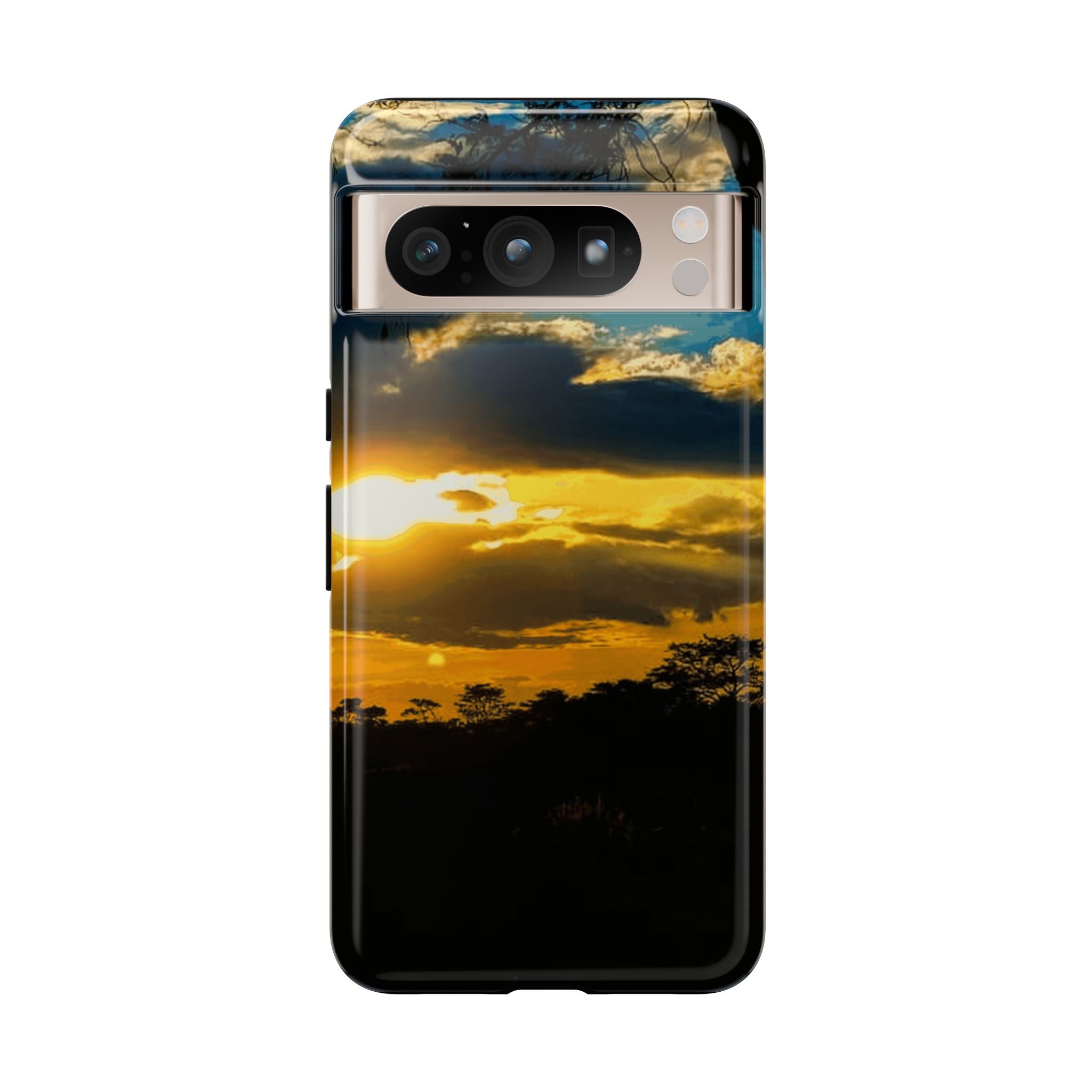 Sunset Sky Tough Phone Case – Durable Protective Phone Cover with Golden Clouds Design