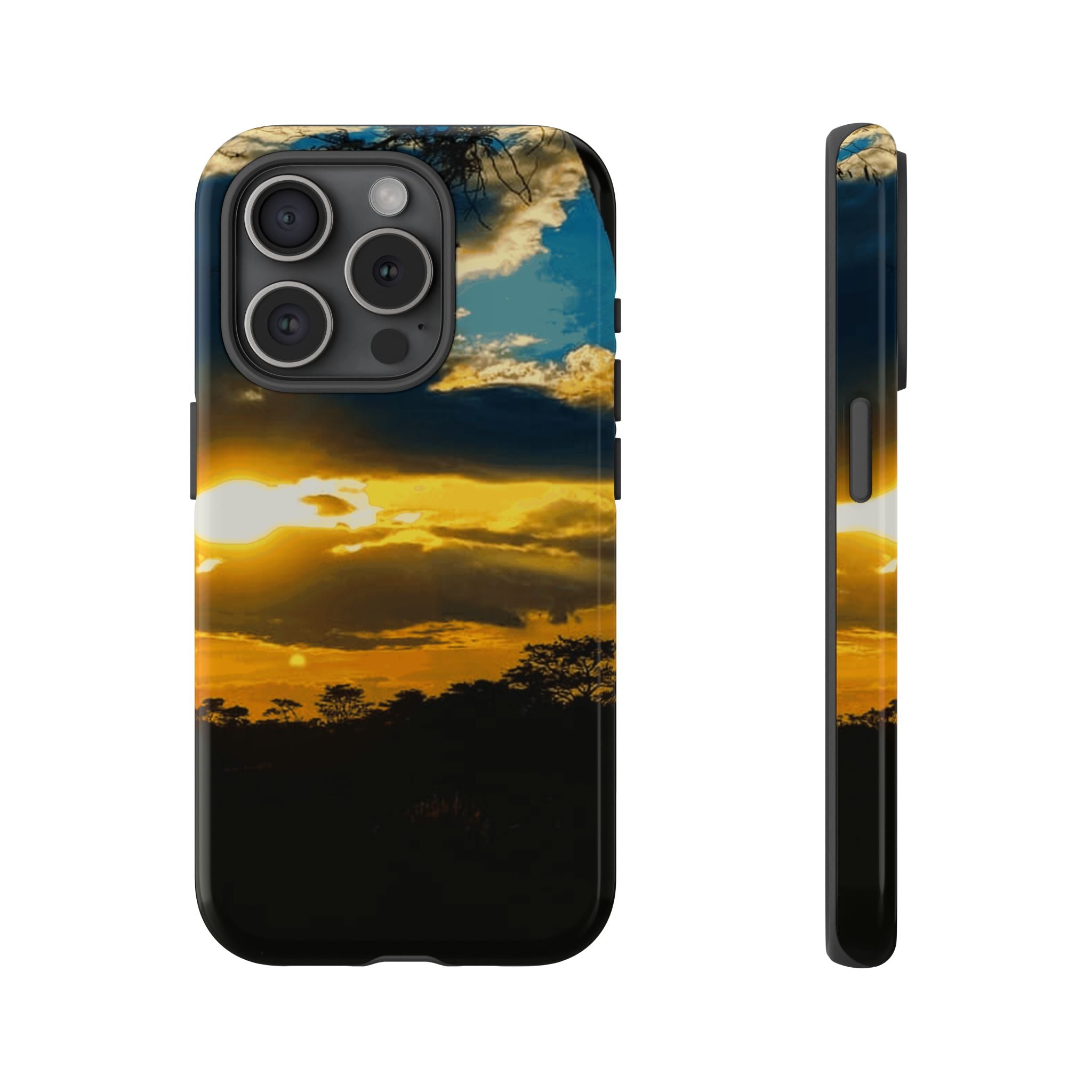Sunset Sky Tough Phone Case – Durable Protective Phone Cover with Golden Clouds Design
