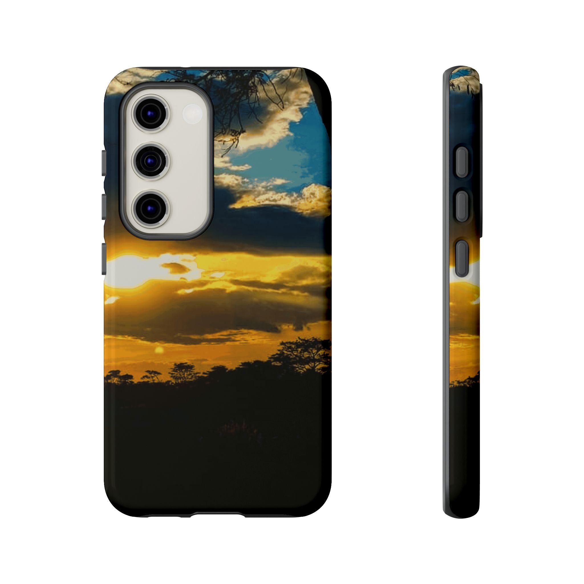 Sunset Sky Tough Phone Case – Durable Protective Phone Cover with Golden Clouds Design