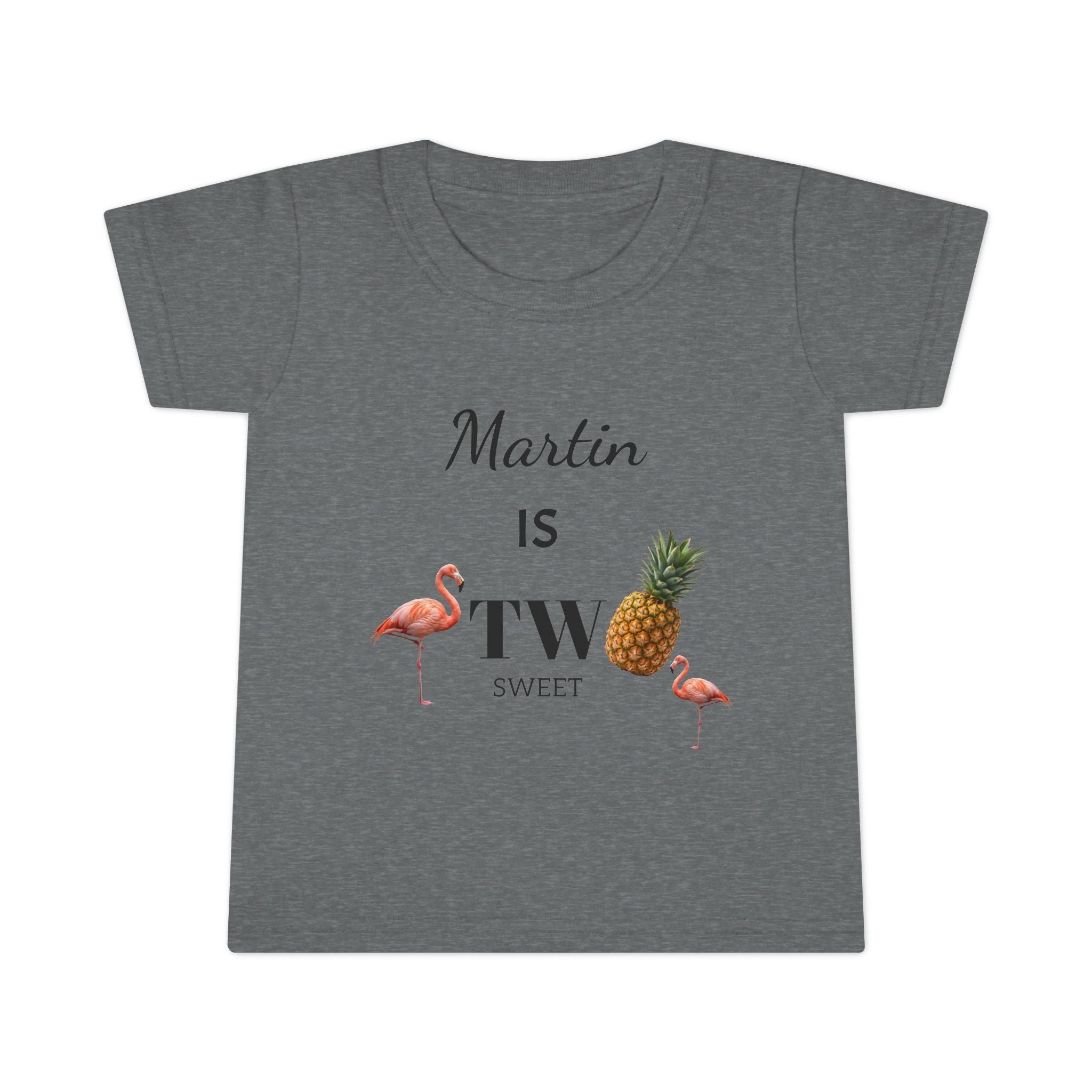 Toddler T-Shirt — "Martin is Two" Pineapple & Flamingo 2nd Birthday Tee
