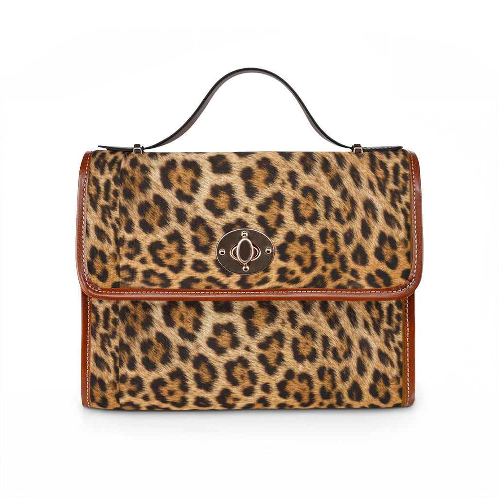 Leopard Accent Waterproof Canvas Bag – Chic Safari Satchel
