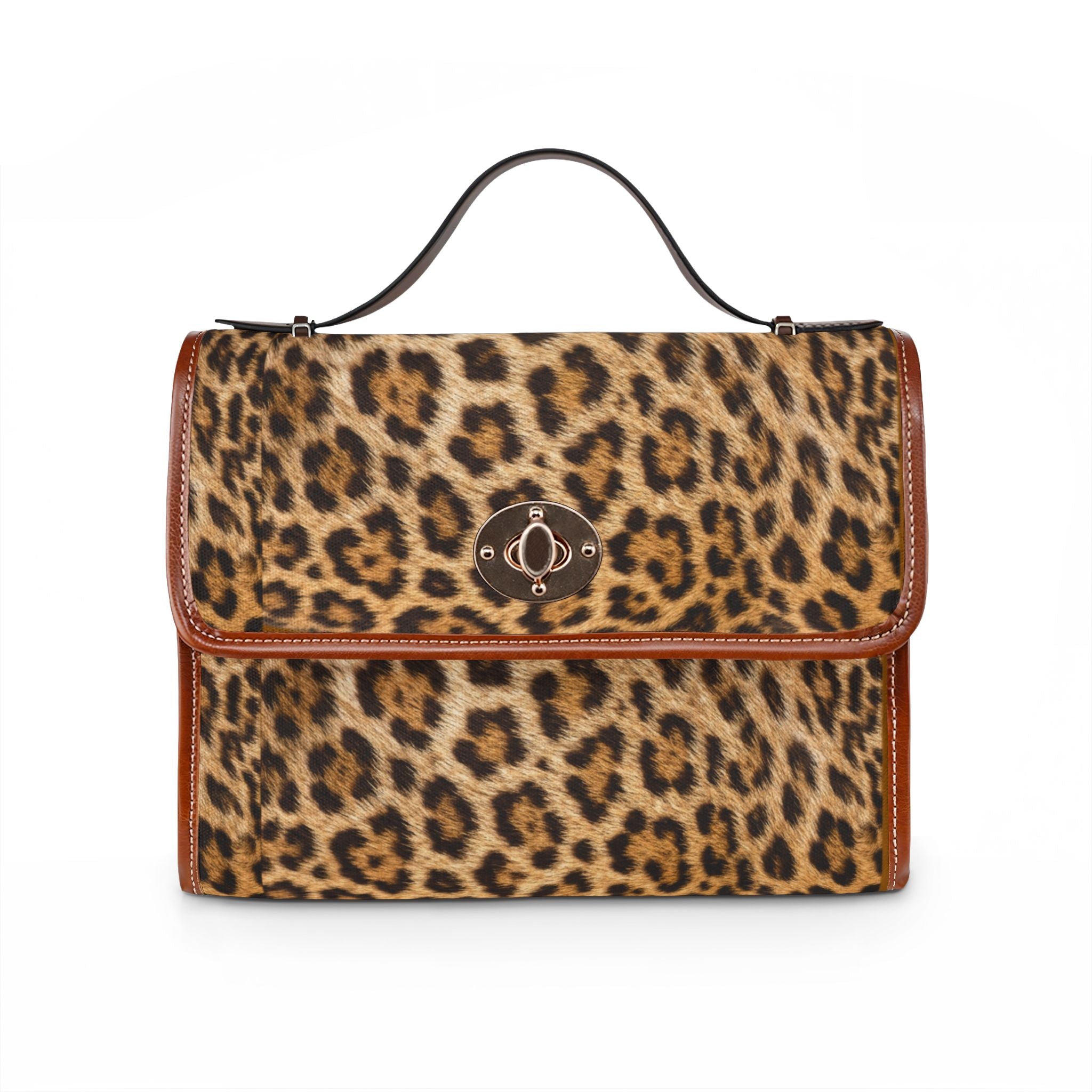 Leopard Accent Waterproof Canvas Bag – Chic Safari Satchel