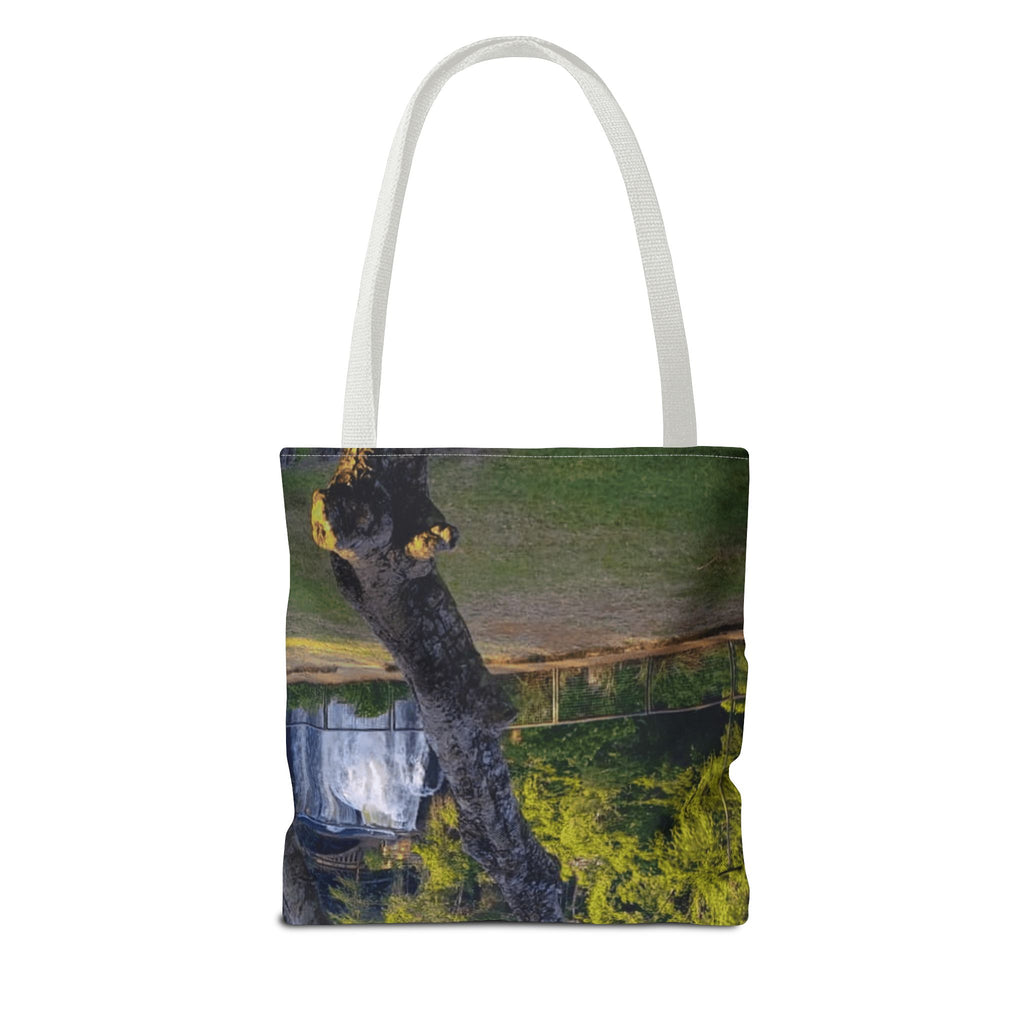 Nature Photo Tote Bag – Scenic Tree & Waterfall All-Over Print