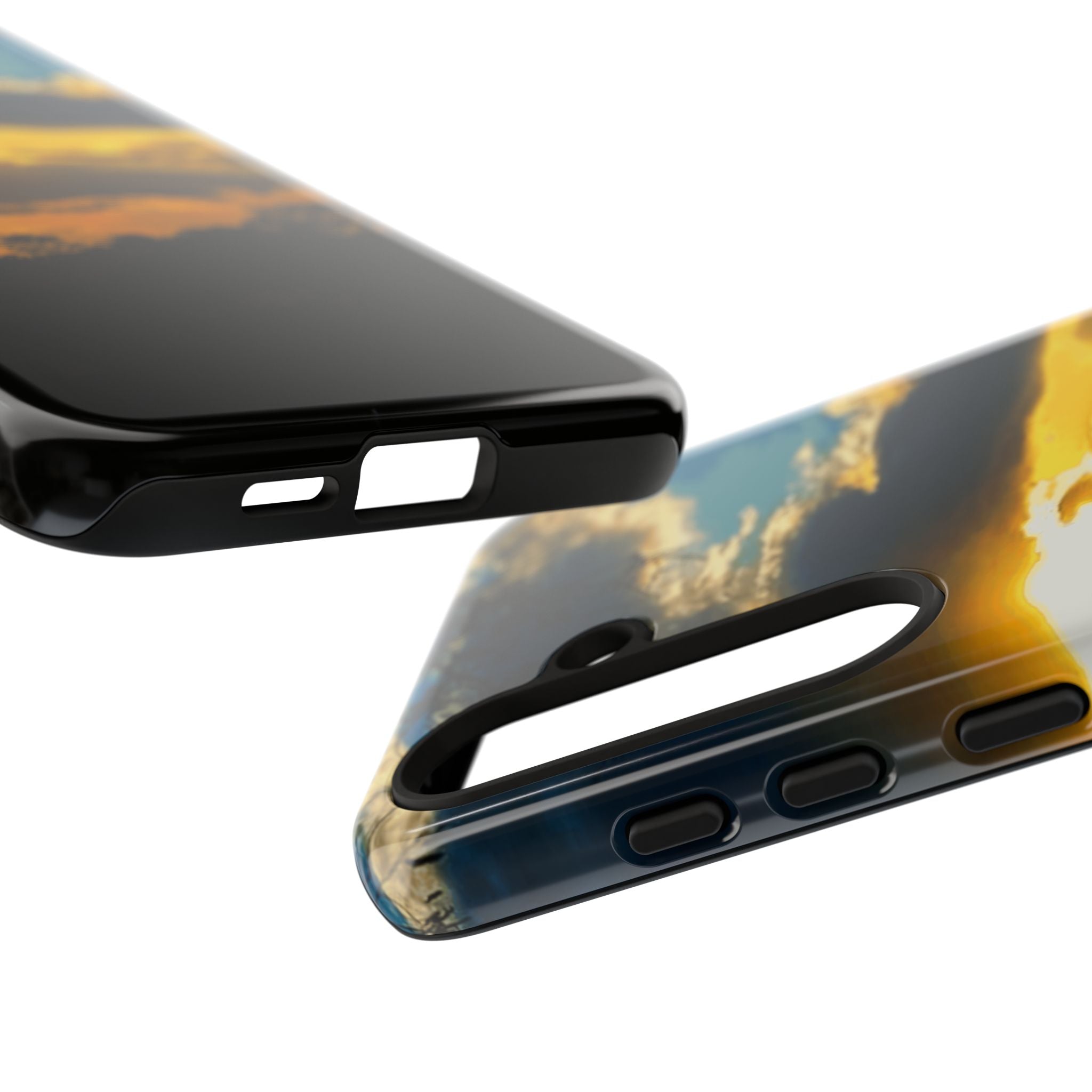 Sunset Sky Tough Phone Case – Durable Protective Phone Cover with Golden Clouds Design
