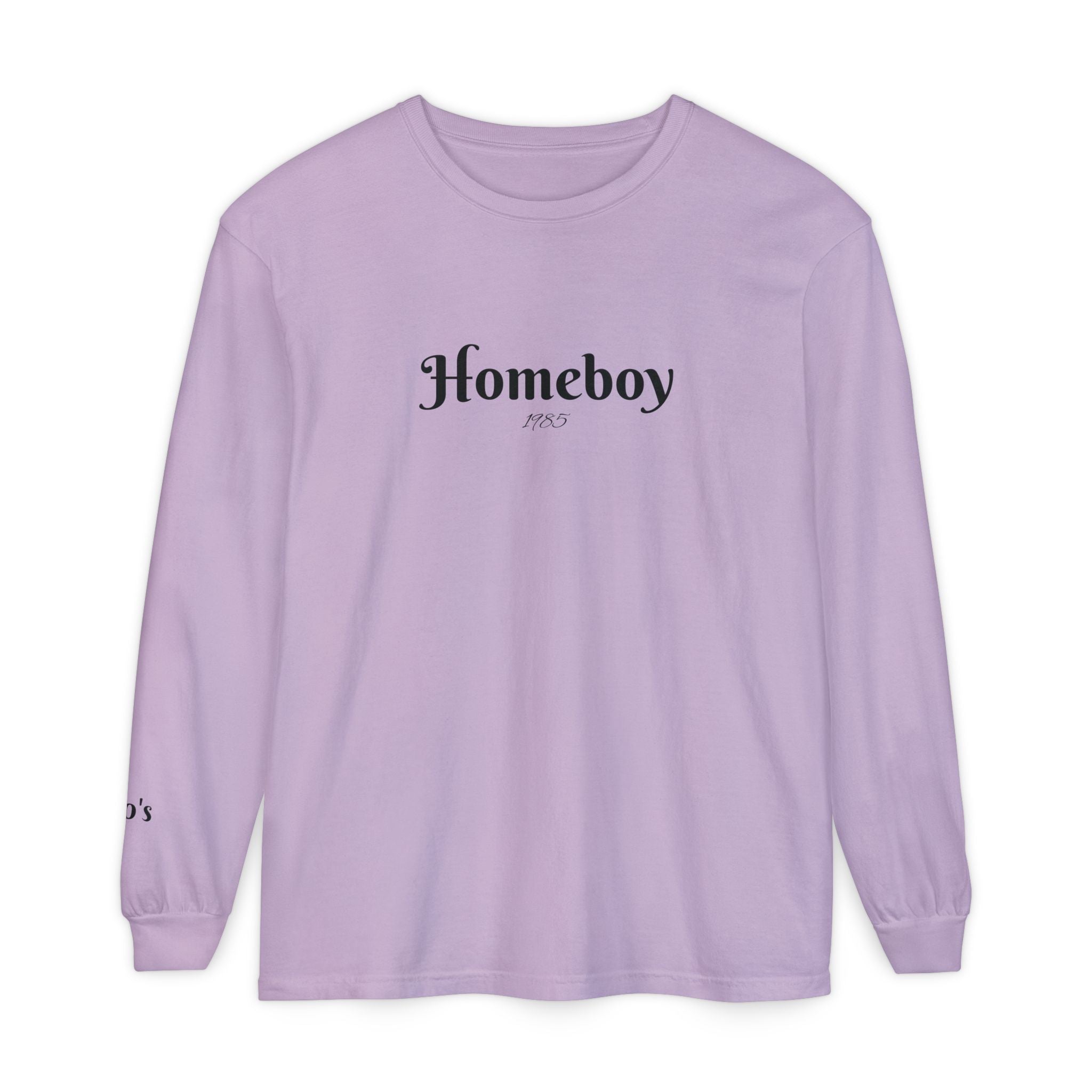 Homeboy Long Sleeve Tee — Vintage Script Logo White Shirt
