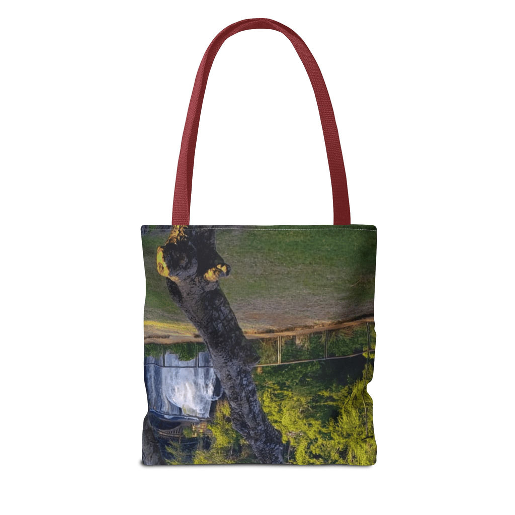 Nature Photo Tote Bag – Scenic Tree & Waterfall All-Over Print