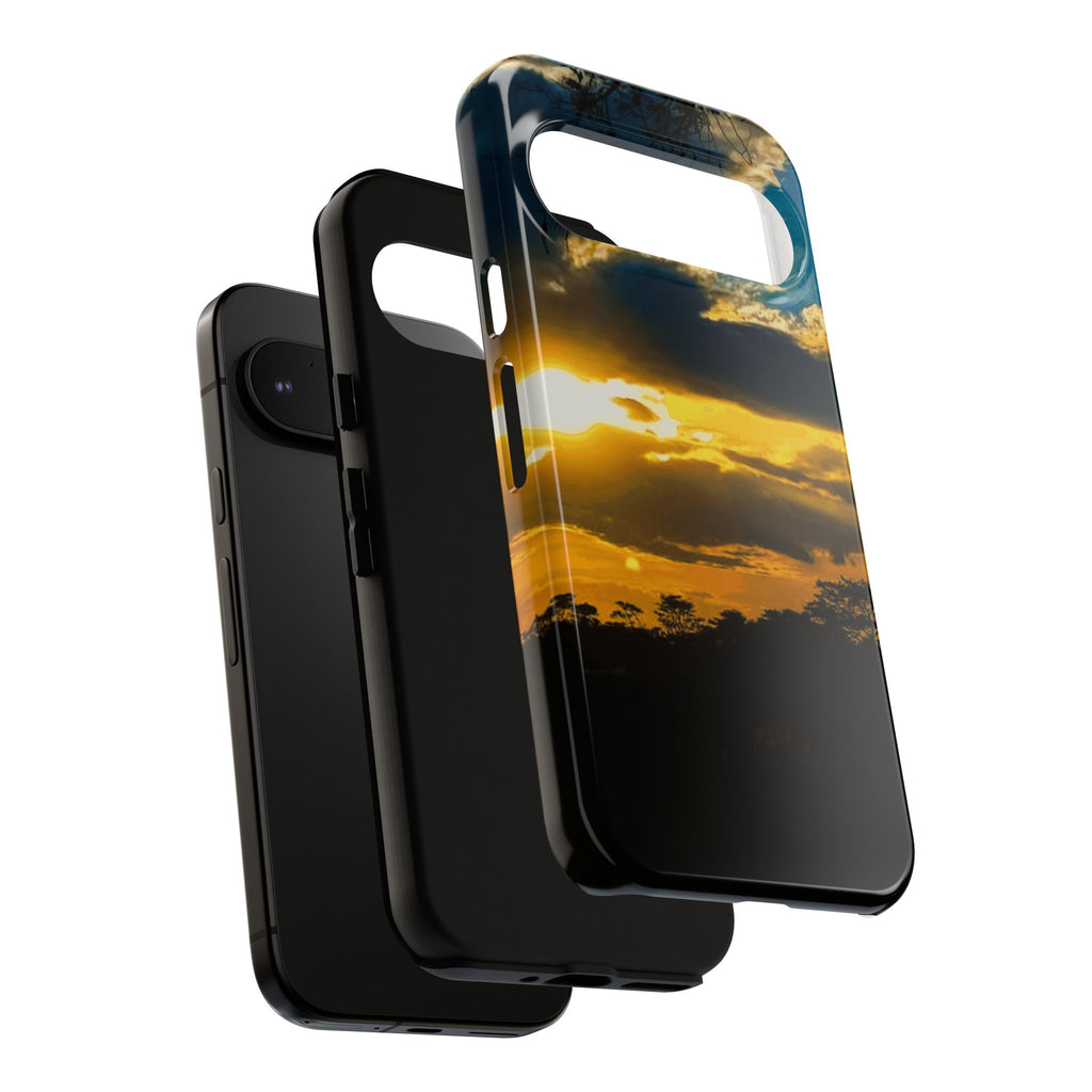 Sunset Sky Tough Phone Case – Durable Protective Phone Cover with Golden Clouds Design